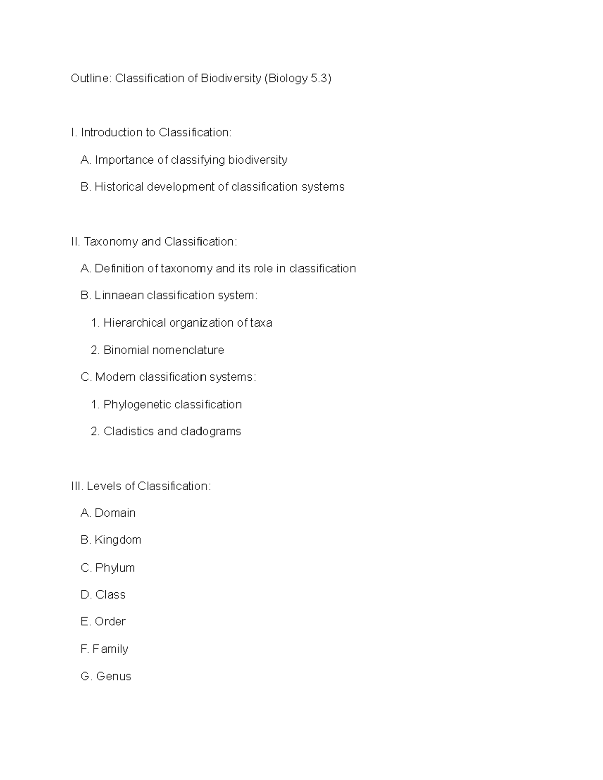 Classification Of Biodiversity 5.3 - Introduction To Classification: A ...