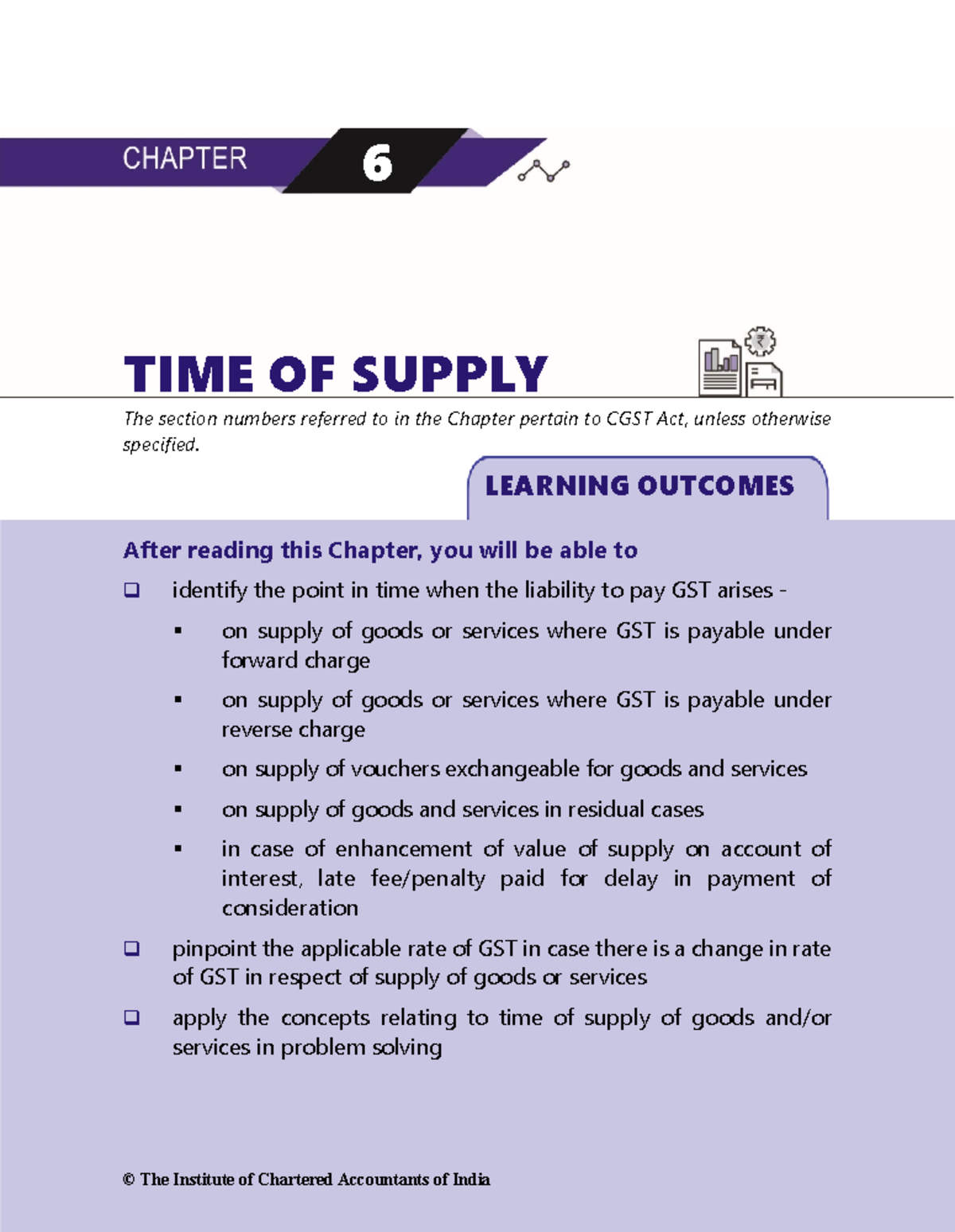 Time of Supply of Indirect Taxation 6 TIME OF SUPPLY The section