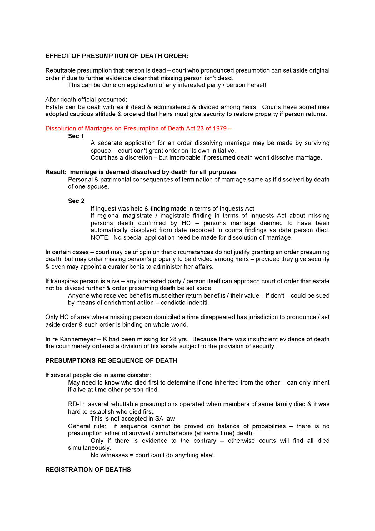 Effect OF Presumption OF Death Order - EFFECT OF PRESUMPTION OF DEATH ...