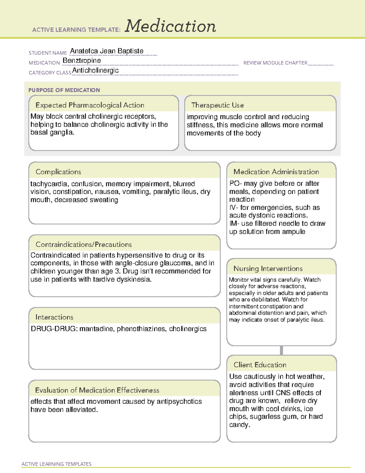 MED 2 - These are ATI medication templates for psych drugs. Use it for ...