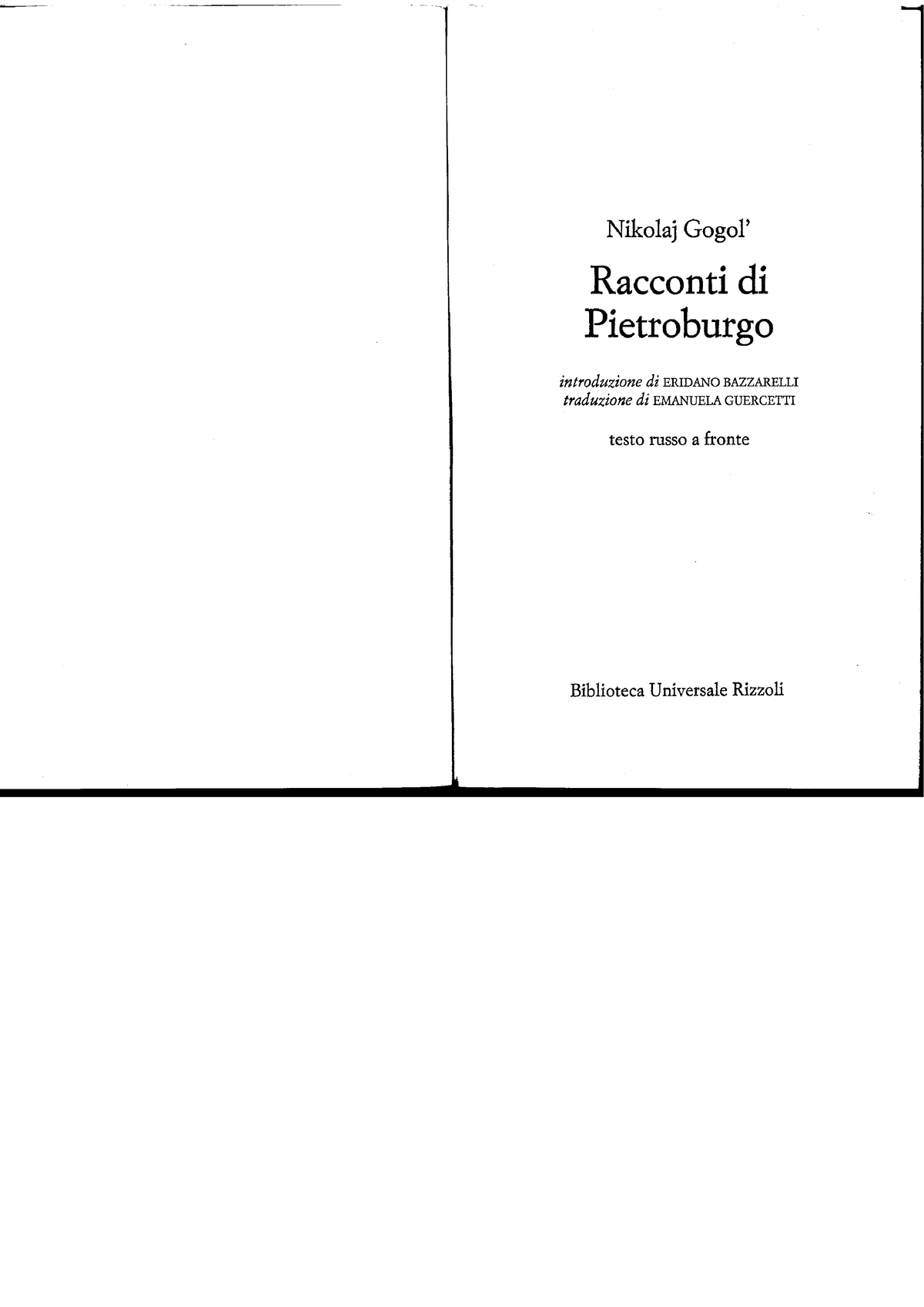 Racconti di Pietroburgo. Introduzione e