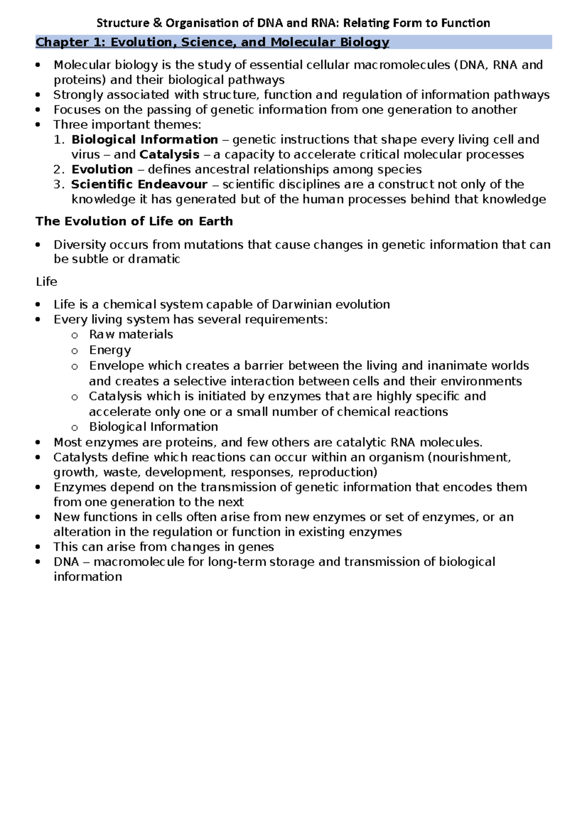 Chapter 1 - Chapter 1: Evolution, Science, And Molecular Biology ...