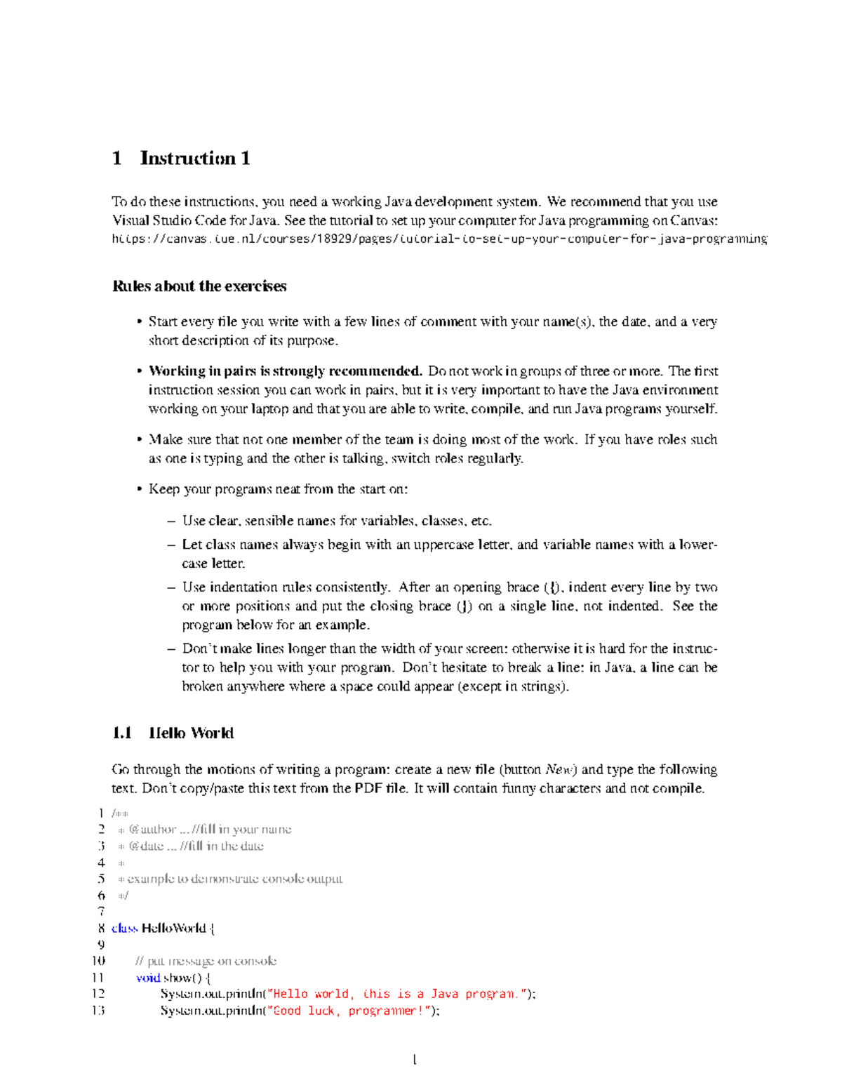 Instruction 1 - Exercises set 1 - 1 Instruction 1 To do these ...