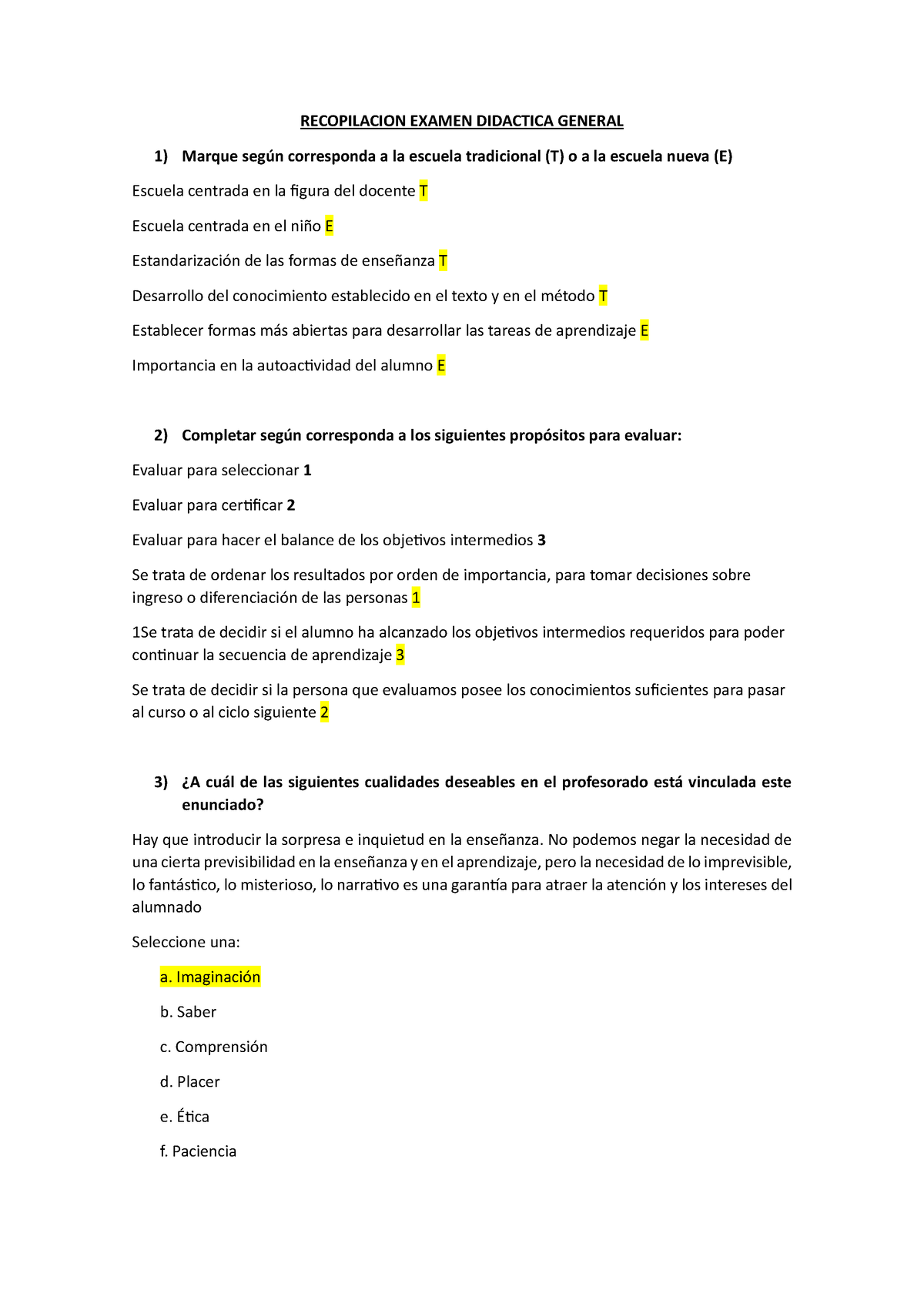 Recopilacion Examen Didactica General - RECOPILACION EXAMEN DIDACTICA ...