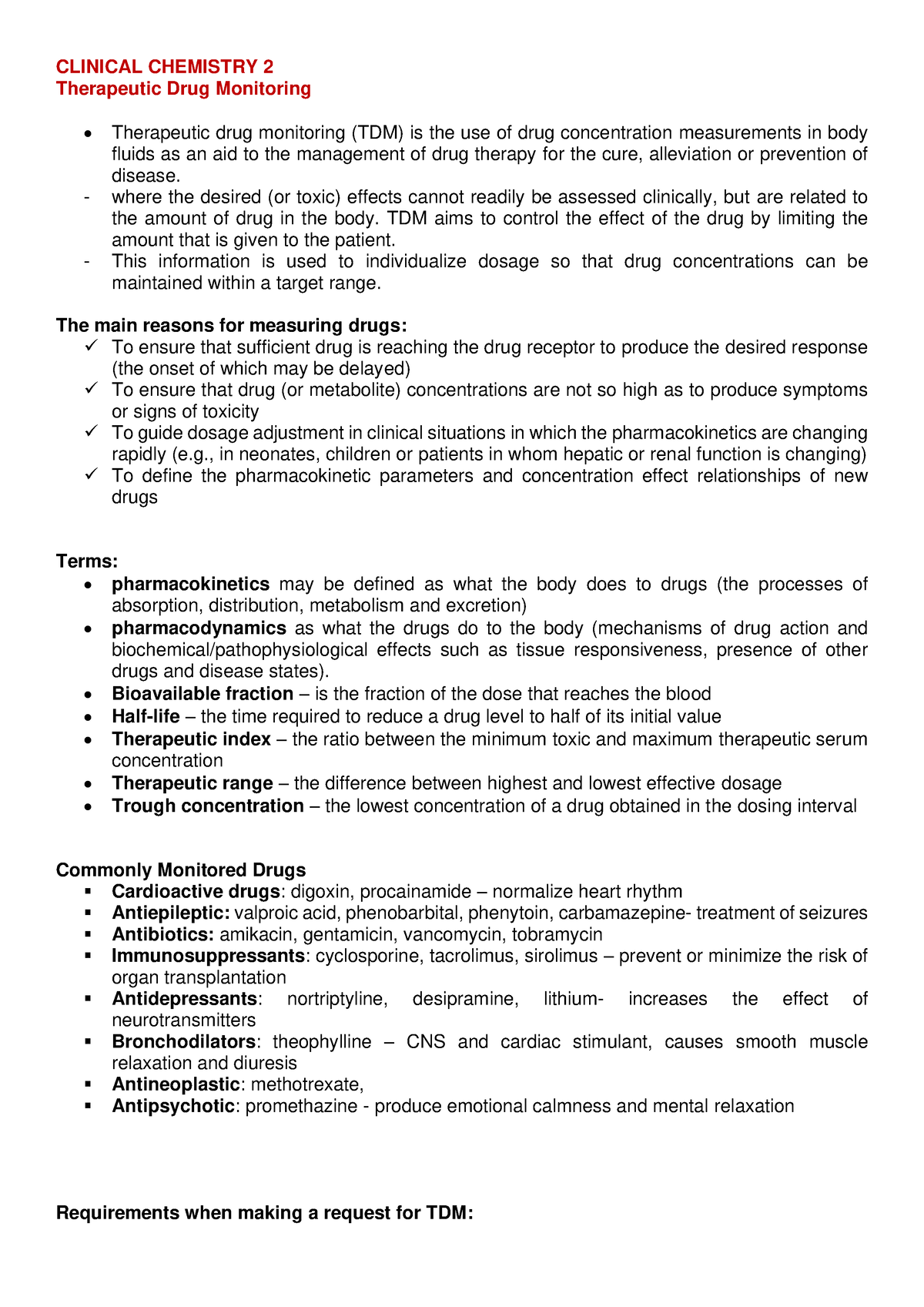 Clinical Chemistry 2- Therapeutic Drug Monitoring - CLINICAL CHEMISTRY ...