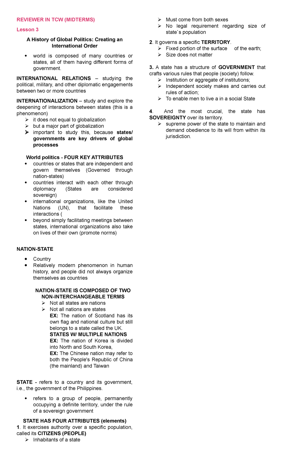 Politics 1 - Political governance is the process of decision-making to ...