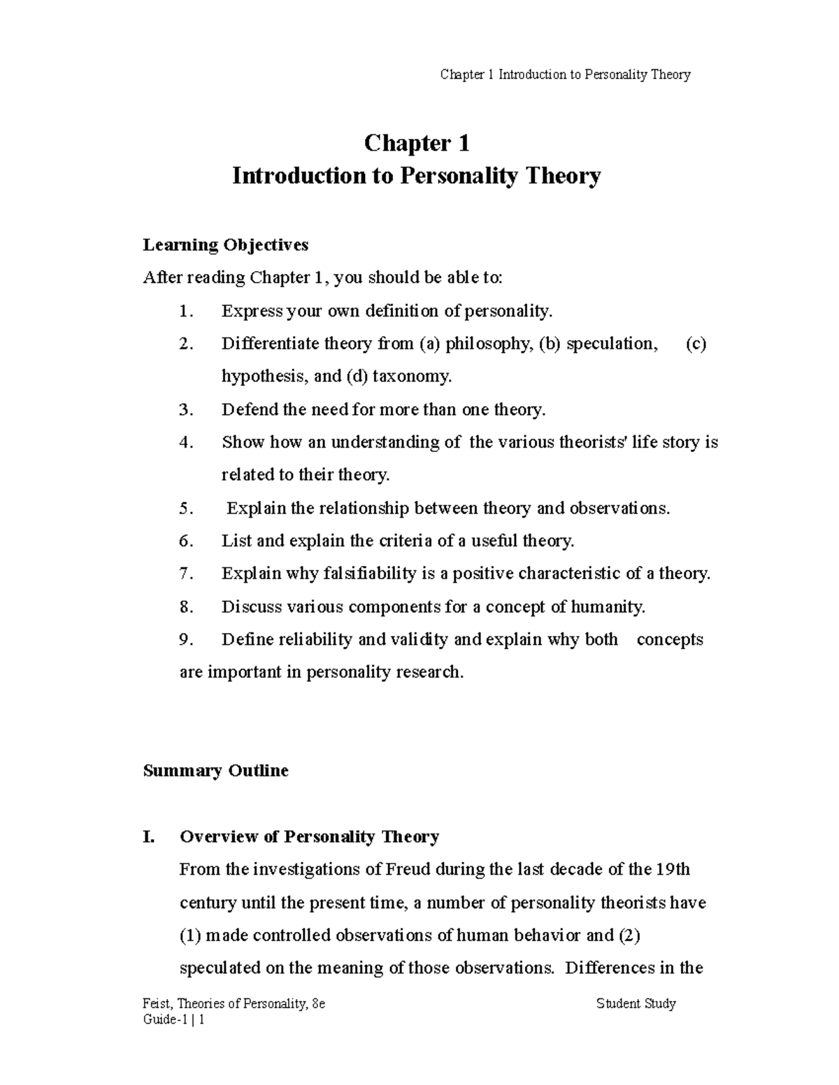 Chapter 1 - Freud - psychology - Chapter 1 Introduction to Personality ...