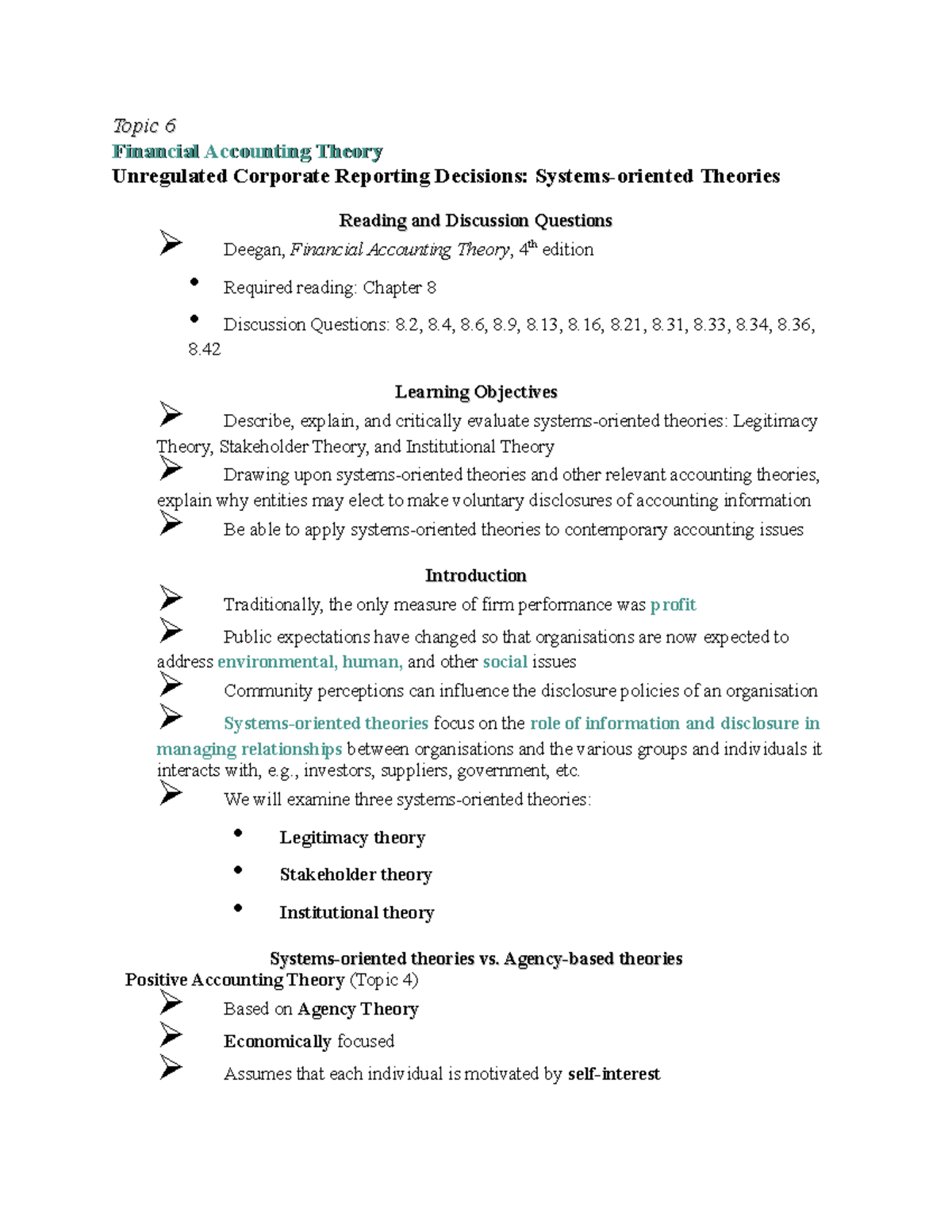 CAP Topic 6 Slides - Topic 6Topic 6 Financial Accounting Theory ...