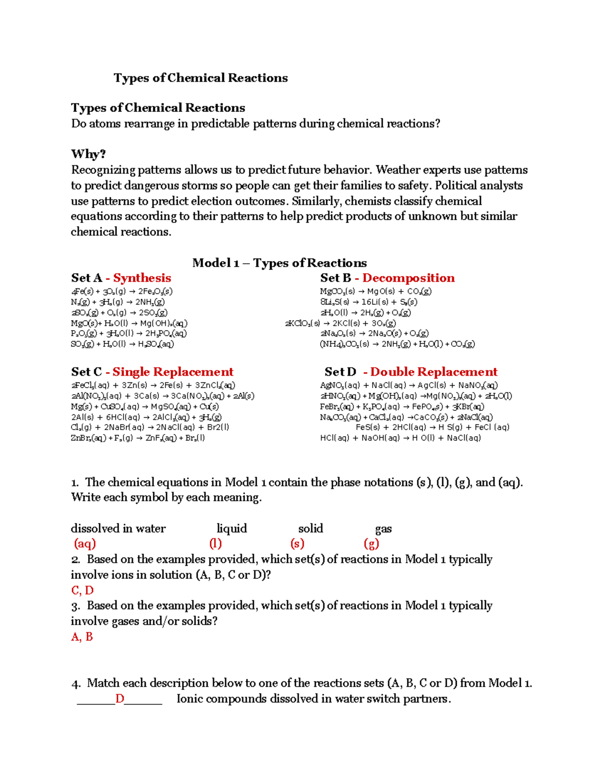 Types Of Chemical Reactions Types Of Chemical Reactions Types Of Chemical Reactions Do Atoms 3355