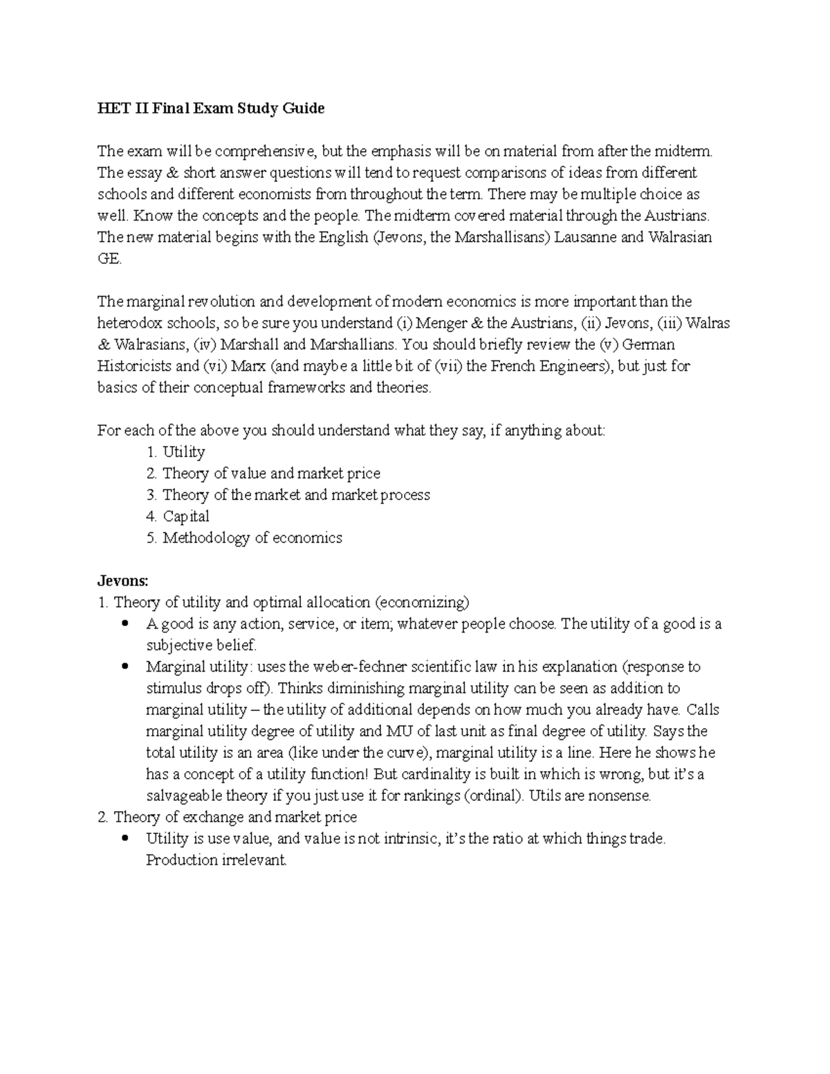 HET II Final Exam Study Guide The essay & short answer questions will