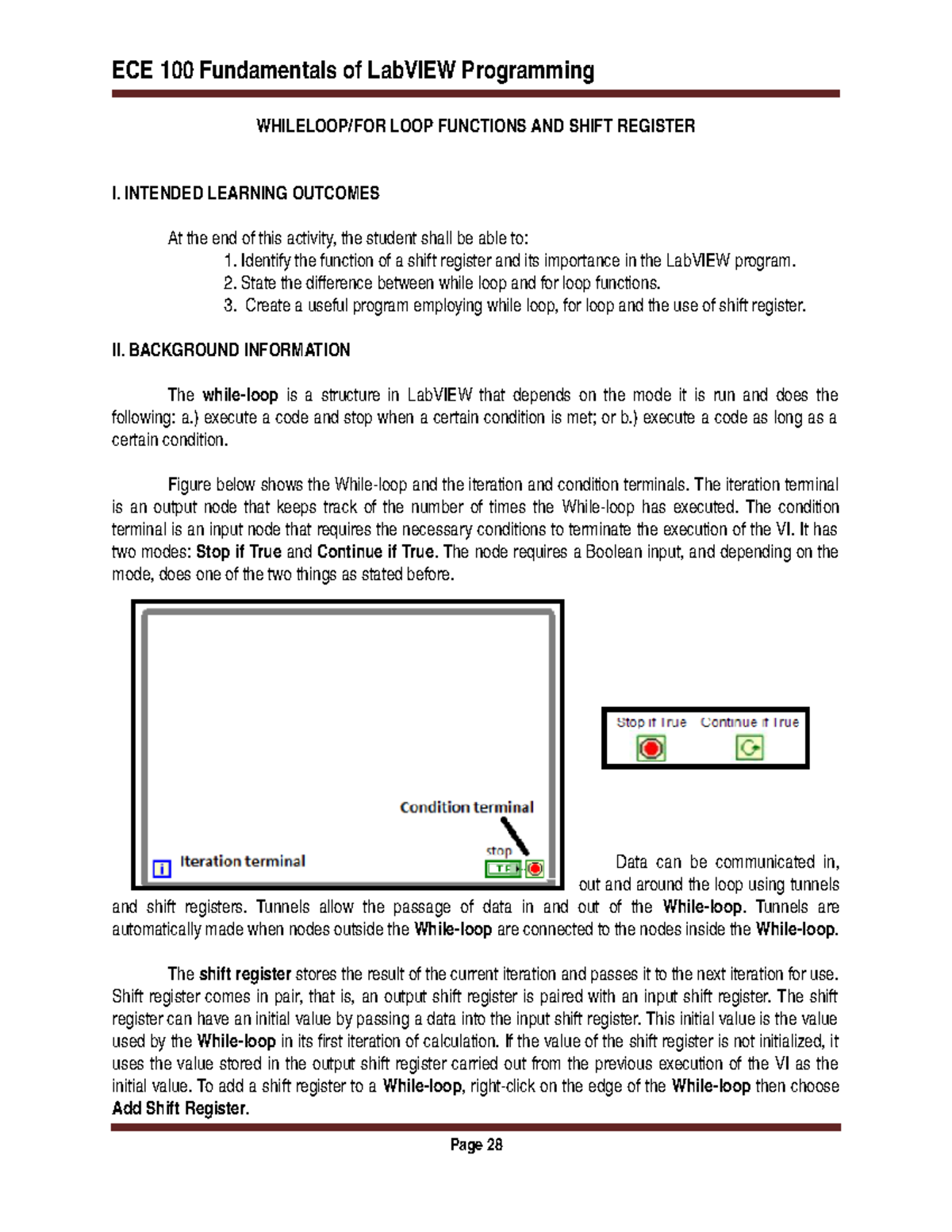 While ForLoopandShiftRegister Fundamentals Of Labview Programming