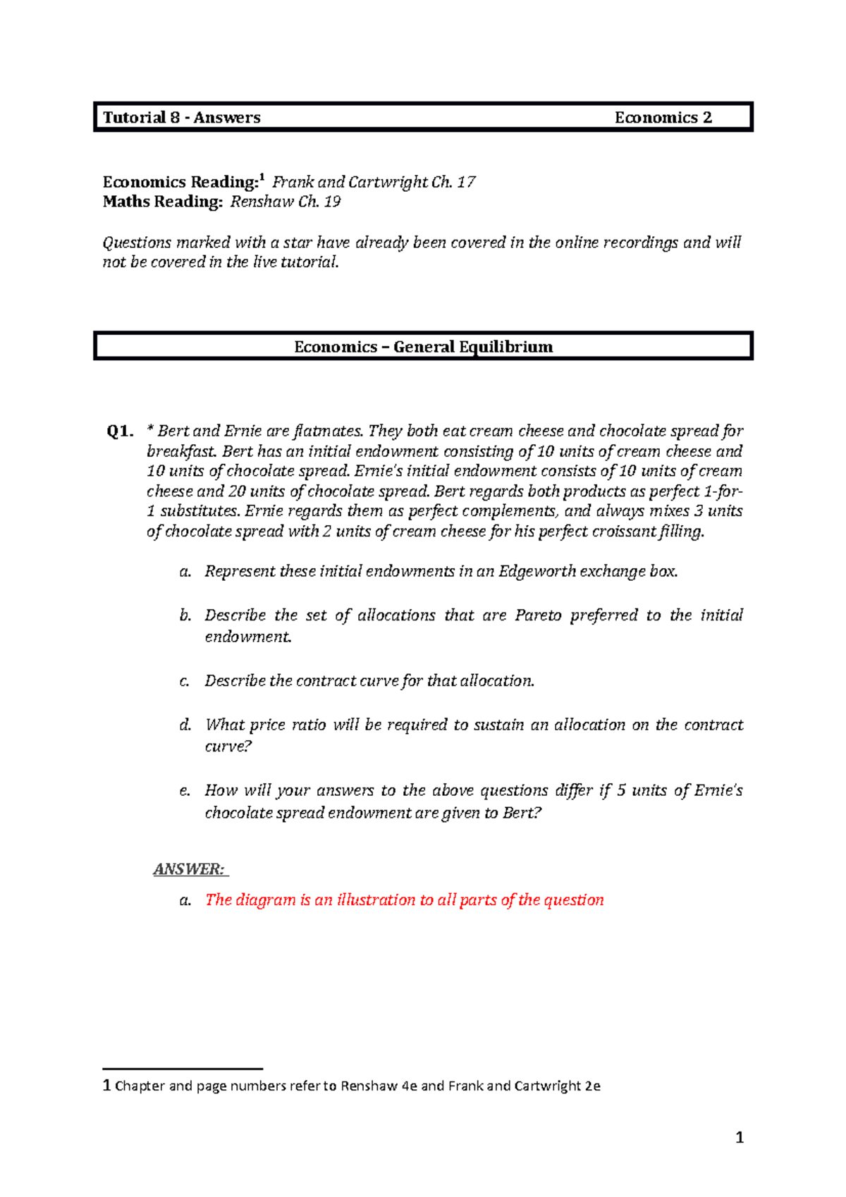 Semester 1 Economics 2 Tutorial 8 - Question & Solution - Tutorial 8 ...