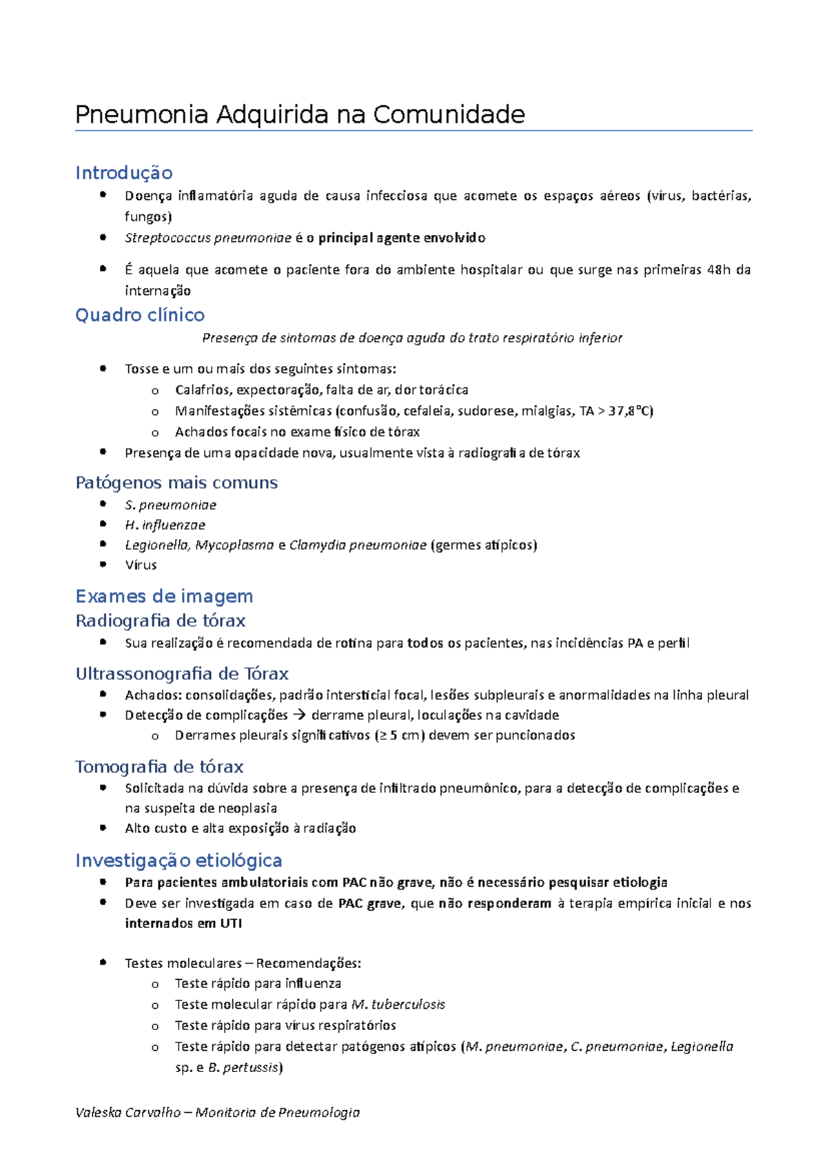 Pneumonia Adquirida na Comunidade atualizada - Pneumonia Adquirida na ...