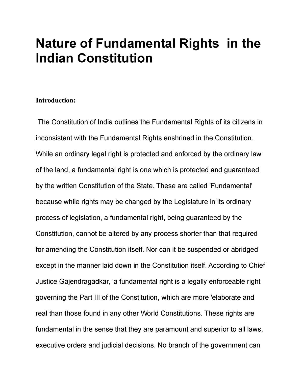 dissertation on fundamental rights in india