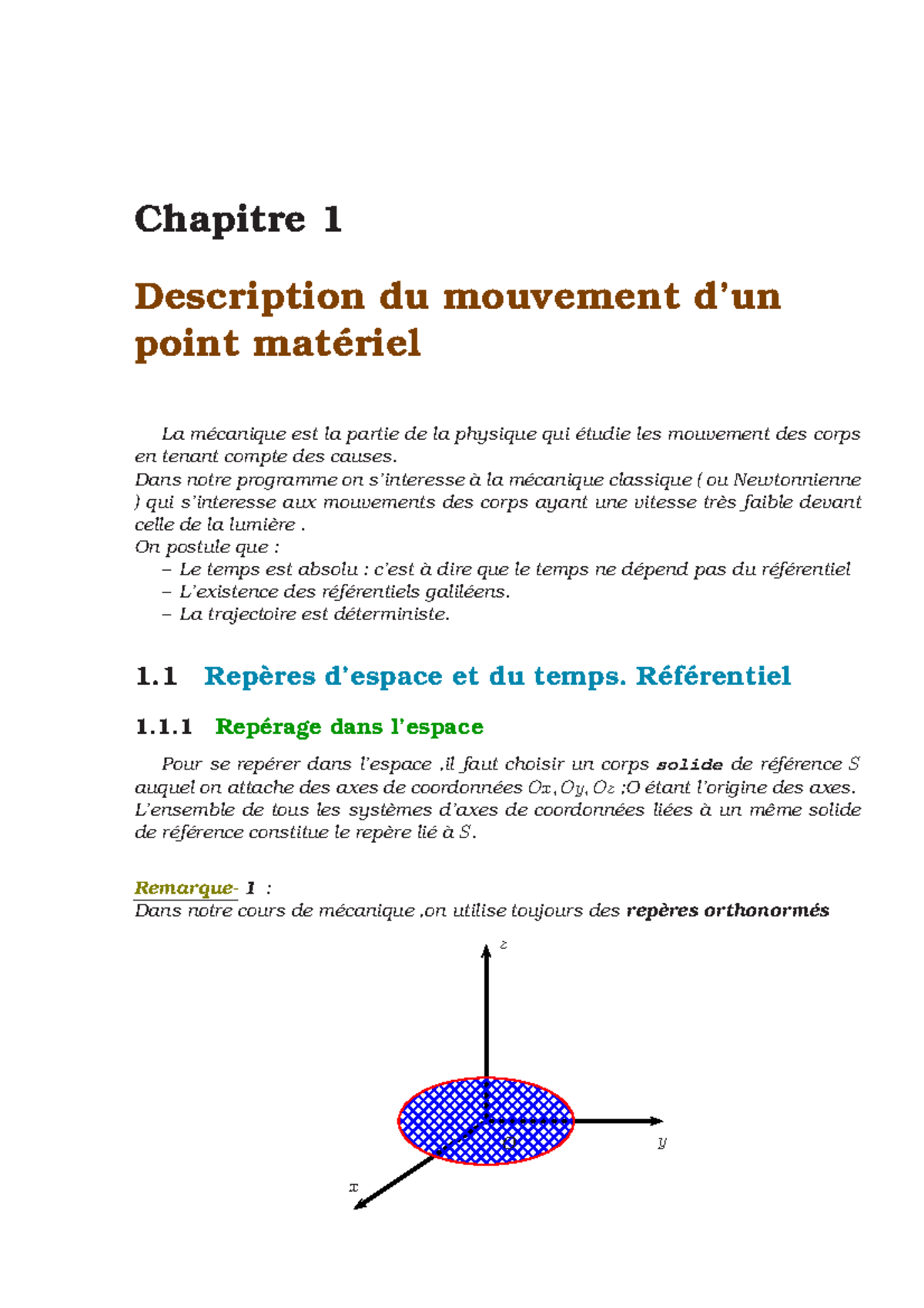 Description du mouvement d’un point matériel - Chapitre 1 Description ...