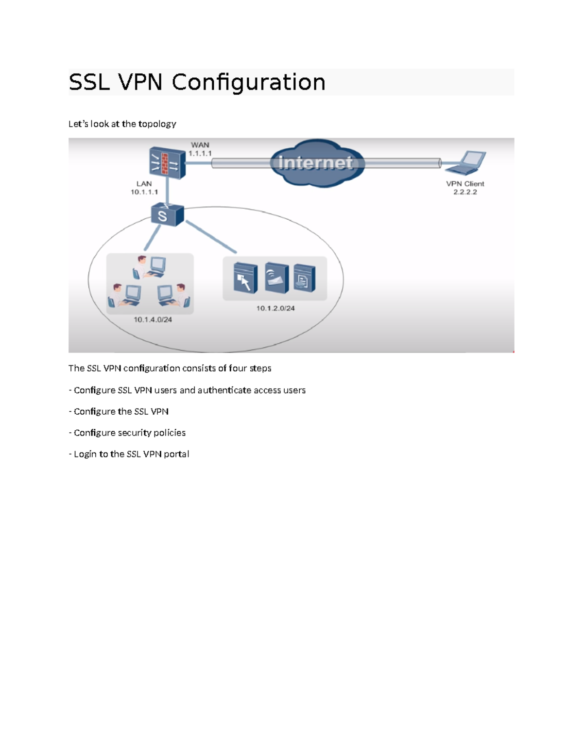 SSL VPN Configuration - Studocu