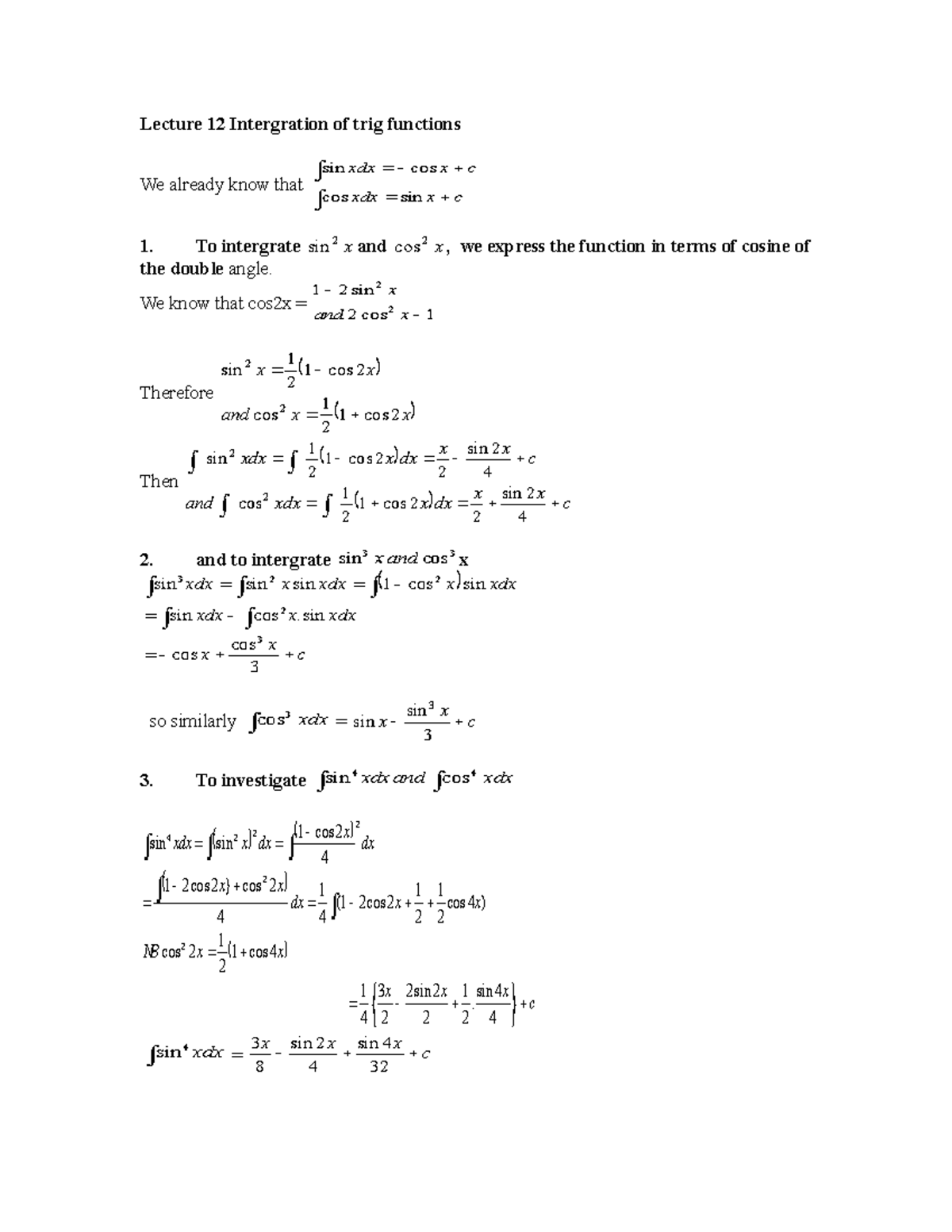 intergration-of-trig-functions-to-intergrate-x-2-sin-and-x-2-cos-we