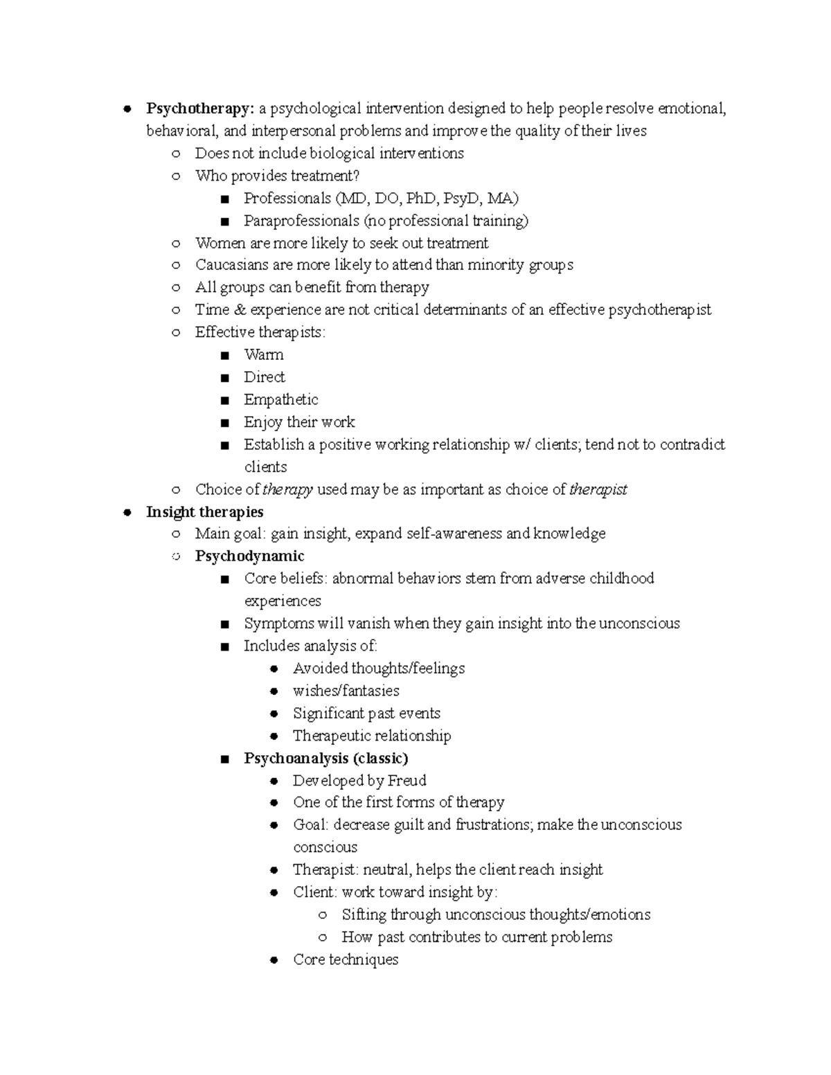 PSYC 100 treatments of psychological disorders - Psychotherapy: a ...