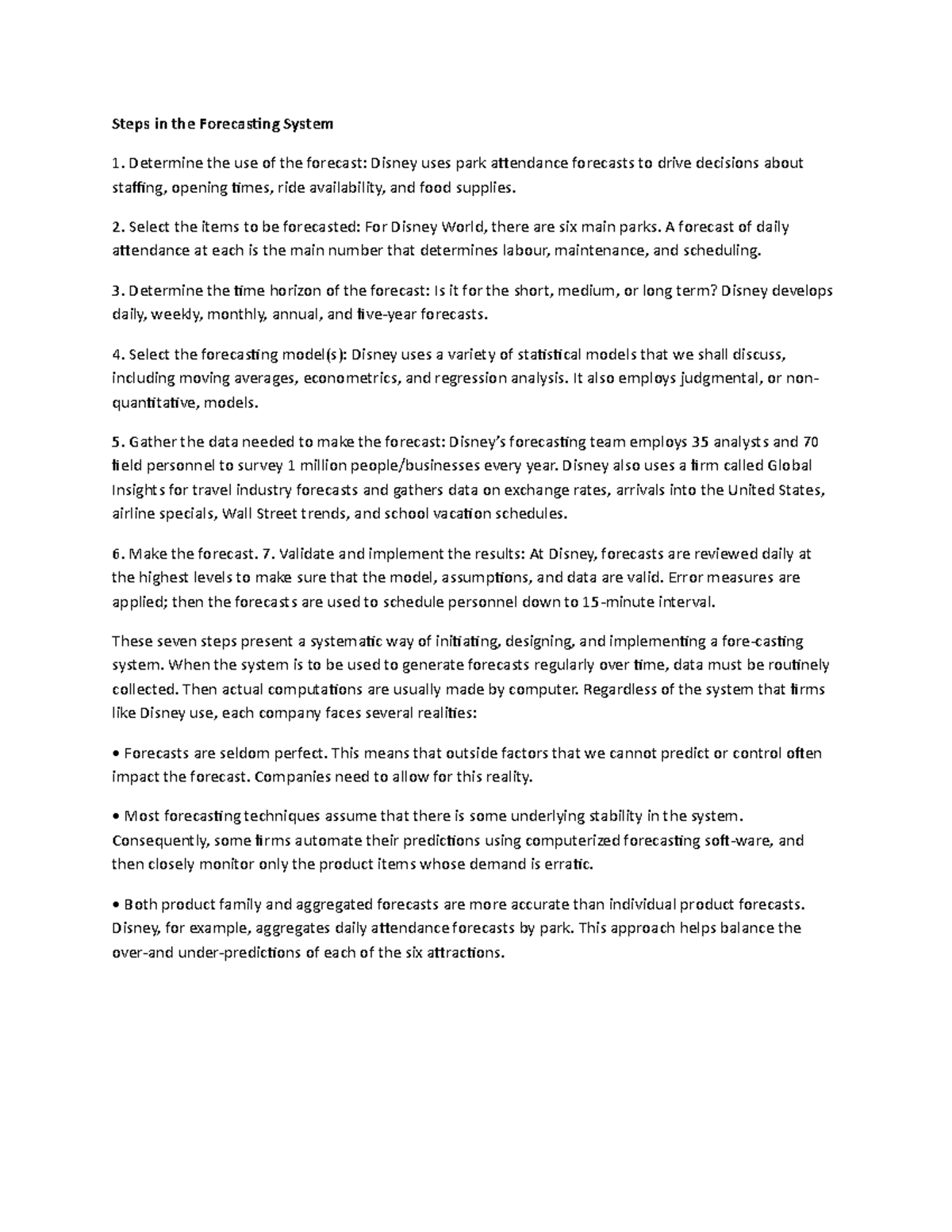 Steps in the Forecasting System - Steps in the Forecasting System ...