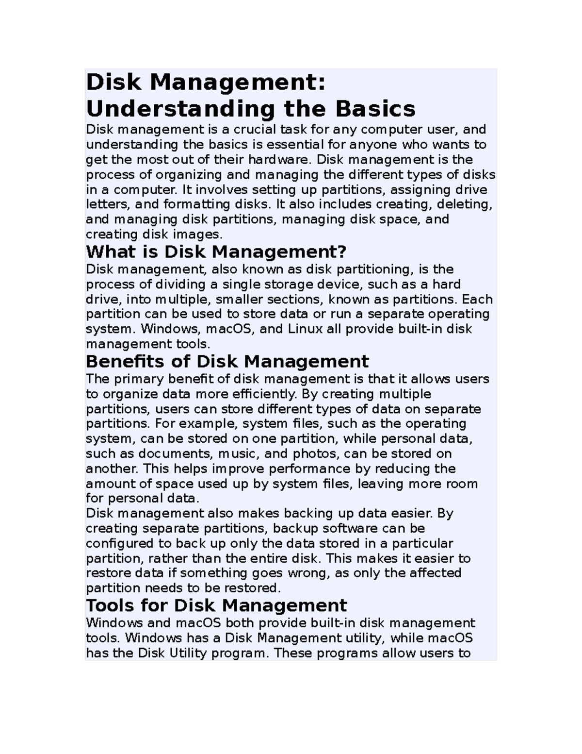 Disk Management - Operating System - Disk Management: Understanding the ...