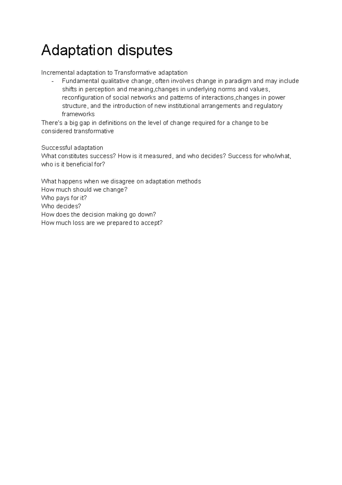 Adaptation disputes - Adaptation disputes Incremental adaptation to ...