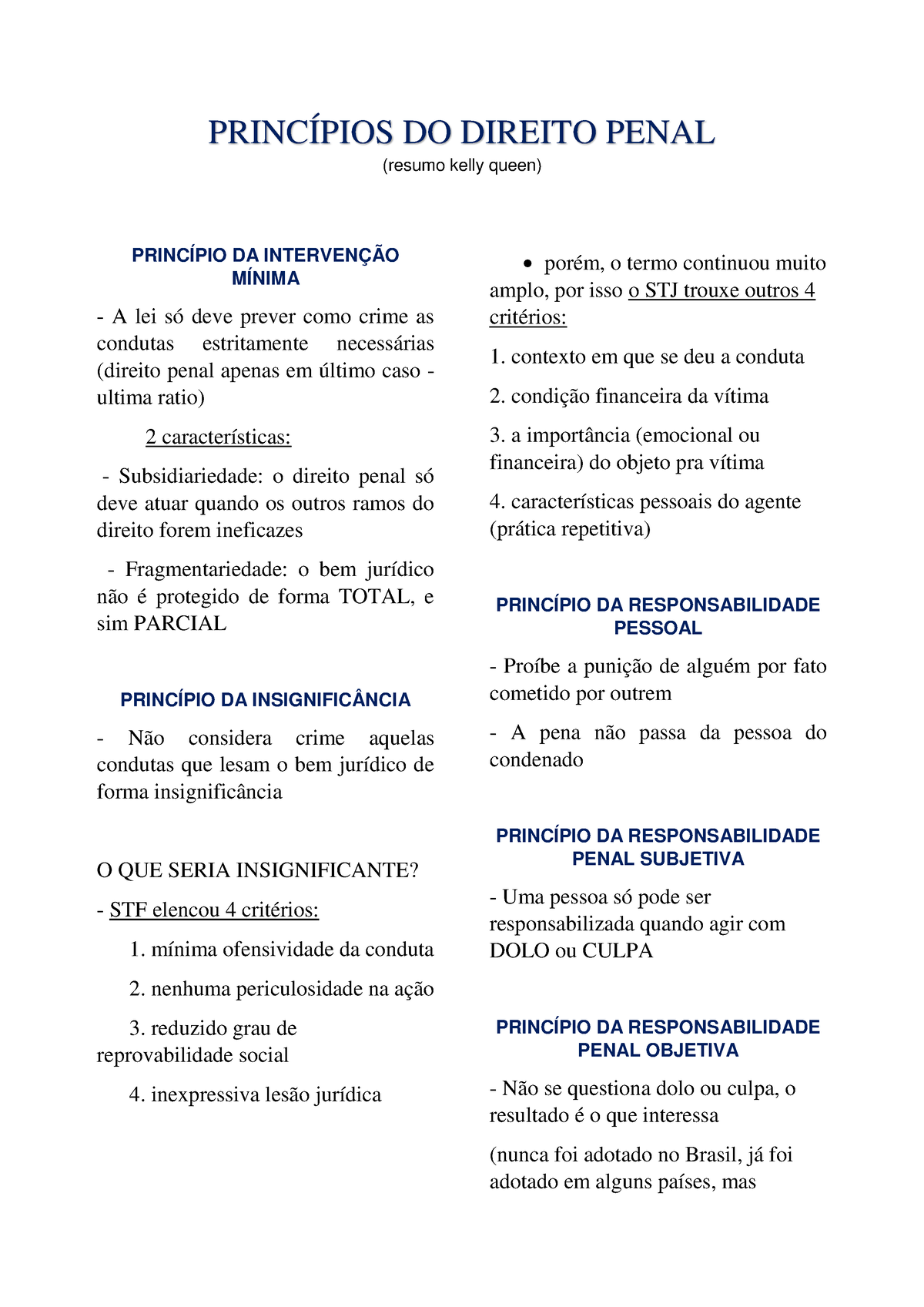 Princ Pios Do Direito Penal Resumo Kelly Queen Princ Pios Do Direito Penal Princ Pio Da