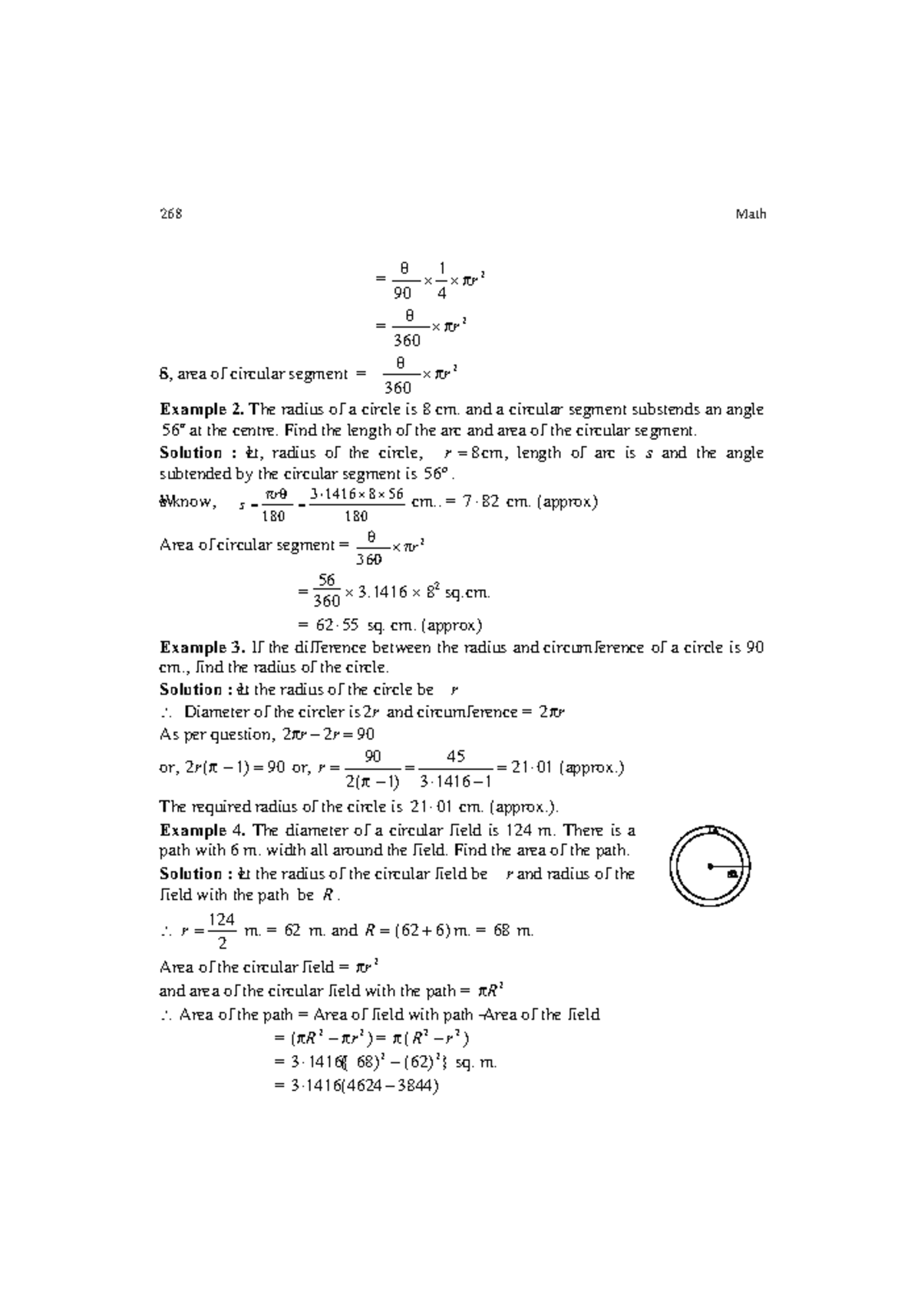 Mathematics Class 9-10 ( PDFDrive )-35 - = 2 4 1 90 πr θ u u = 2 360 πr ...