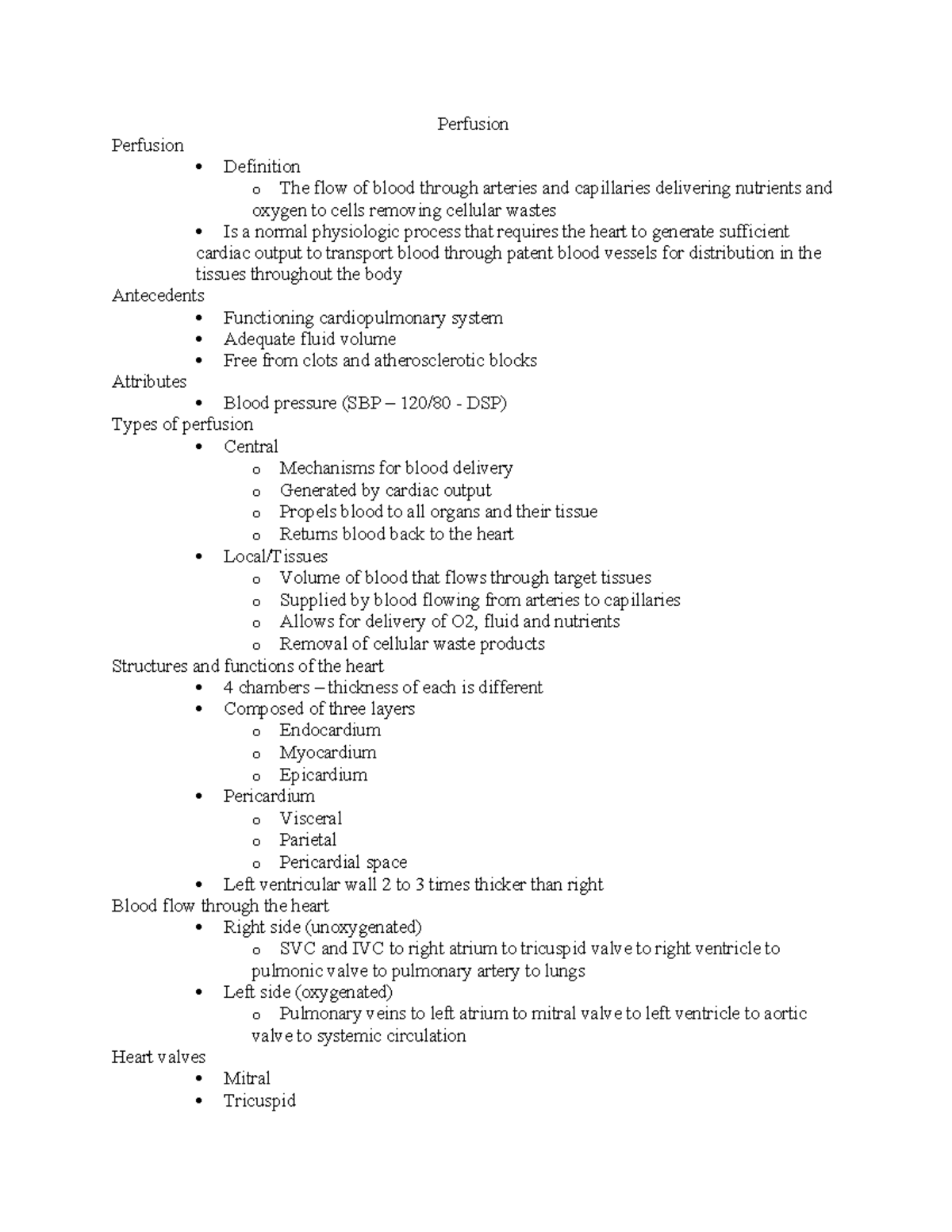 Perfusion - Perfusion Perfusion Definition o The flow of blood through ...