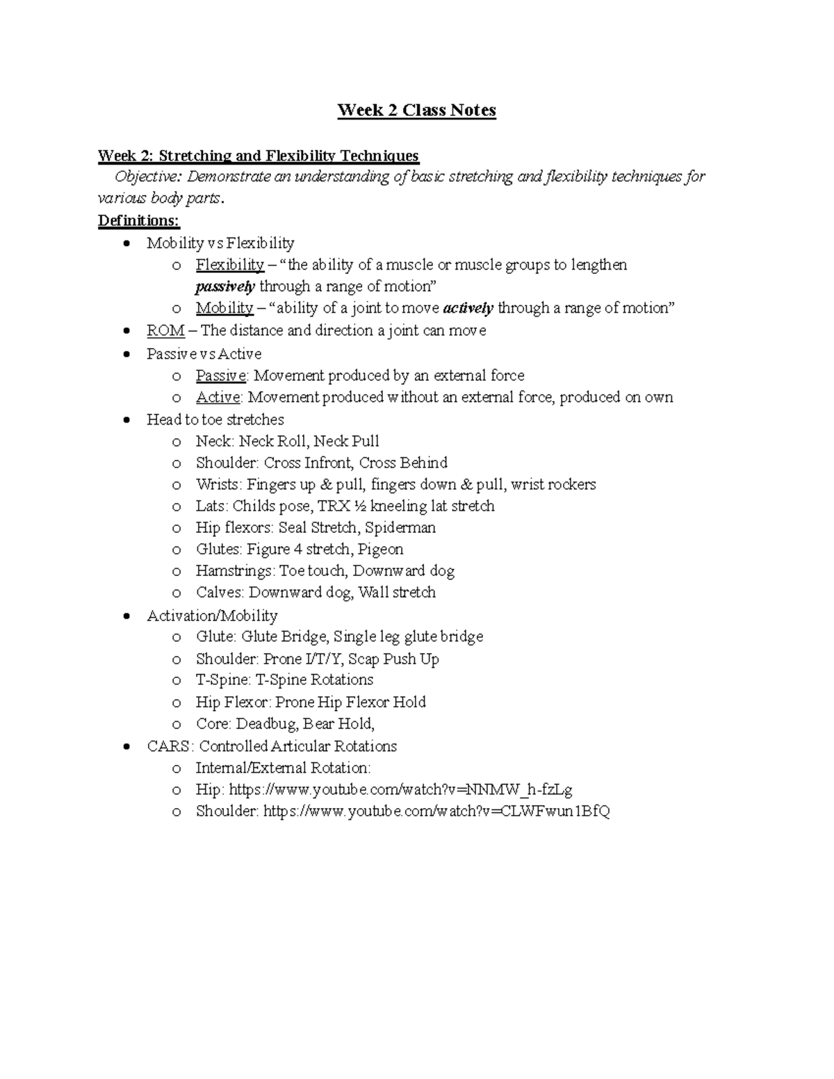 Week 2 Class Notes - Weird teacher but easy work - Week 2 Class Notes ...