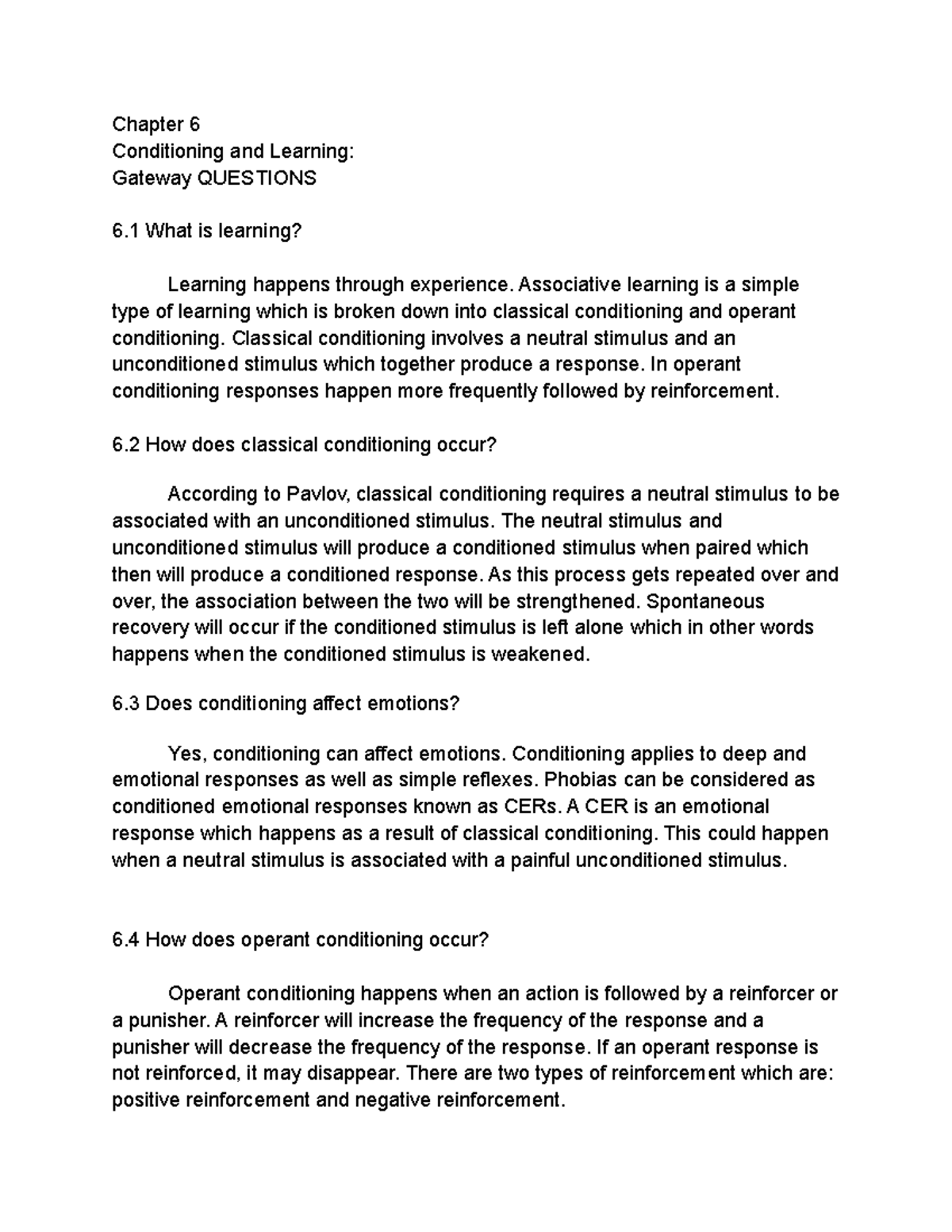 Gateway Ch chapter 16 Chapter 6 Conditioning and Learning Gateway
