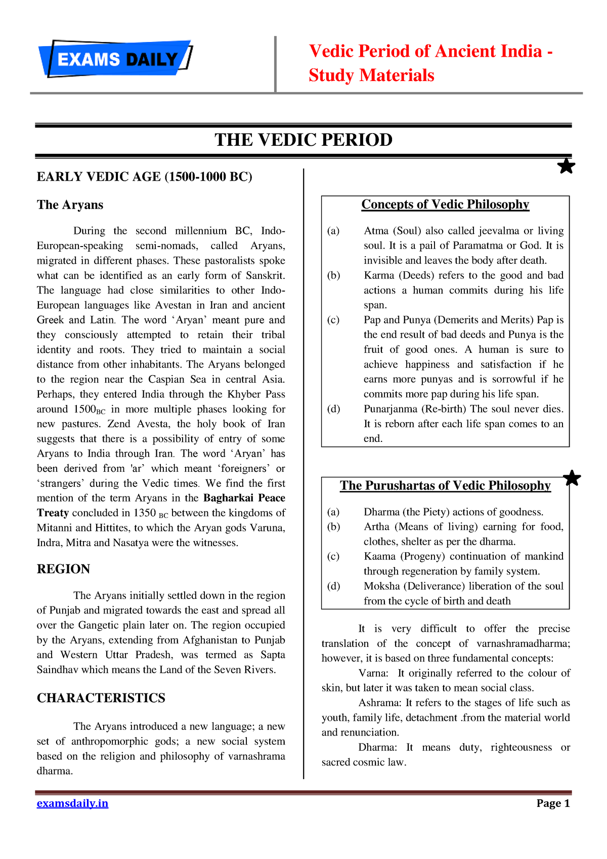 Vedic Period In India Short Note - Study Materials THE VEDIC PERIOD ...