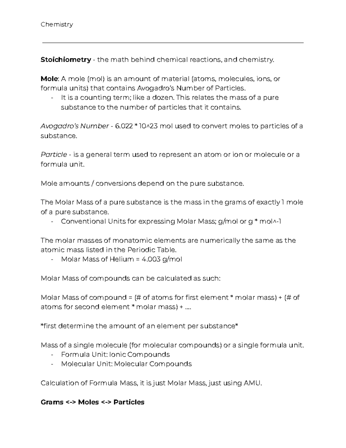 Stoichiometry Explains the basic math required behind chemistry