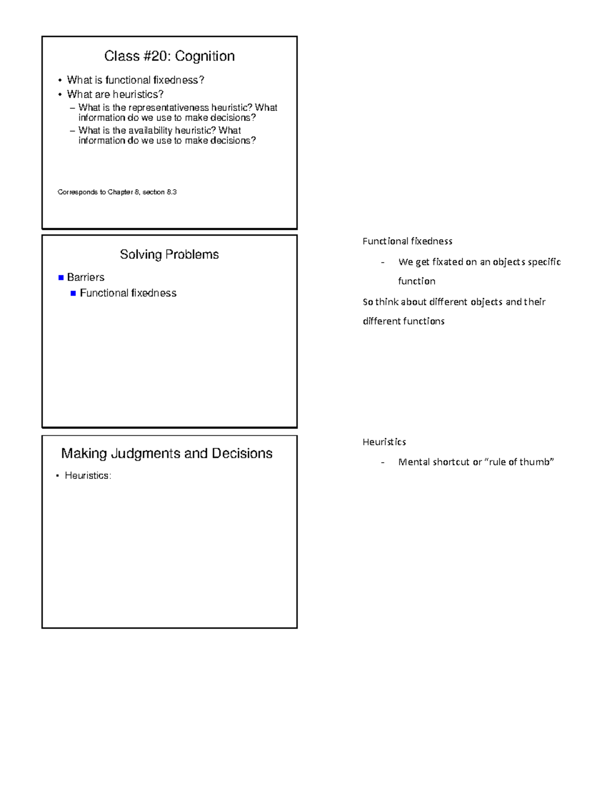 Class20Note Taking introductory psychology Class 20 Cognition