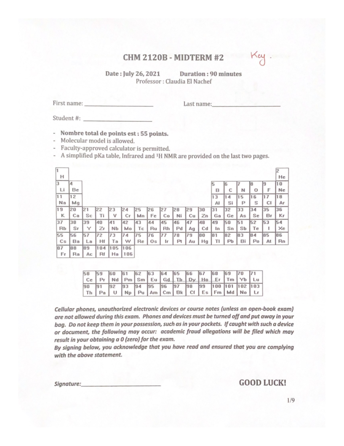 CHM 2120C Organic Chemistry II summer midterm 2 answer - CHM2120 - Studocu