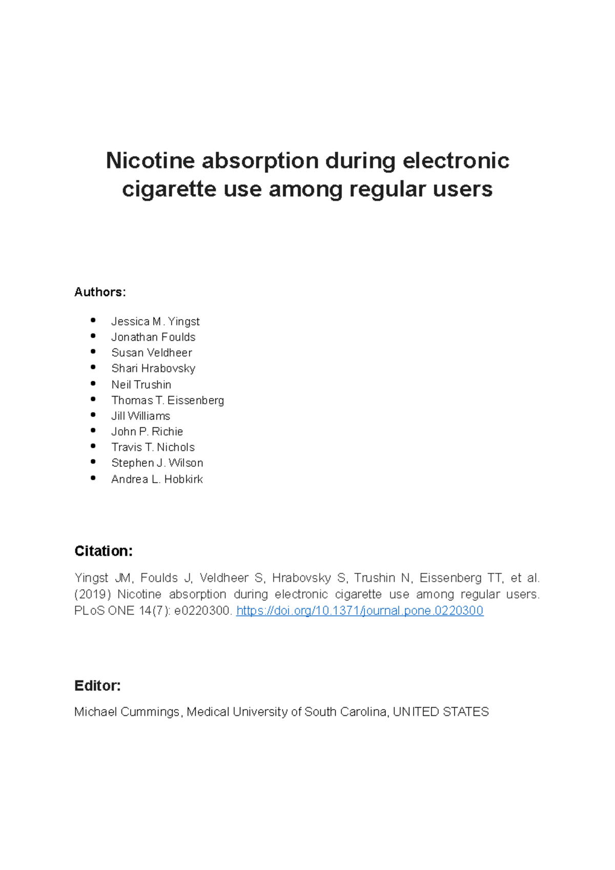 Nicotine absorption e-cigarettes - cigarette use among regular users ...