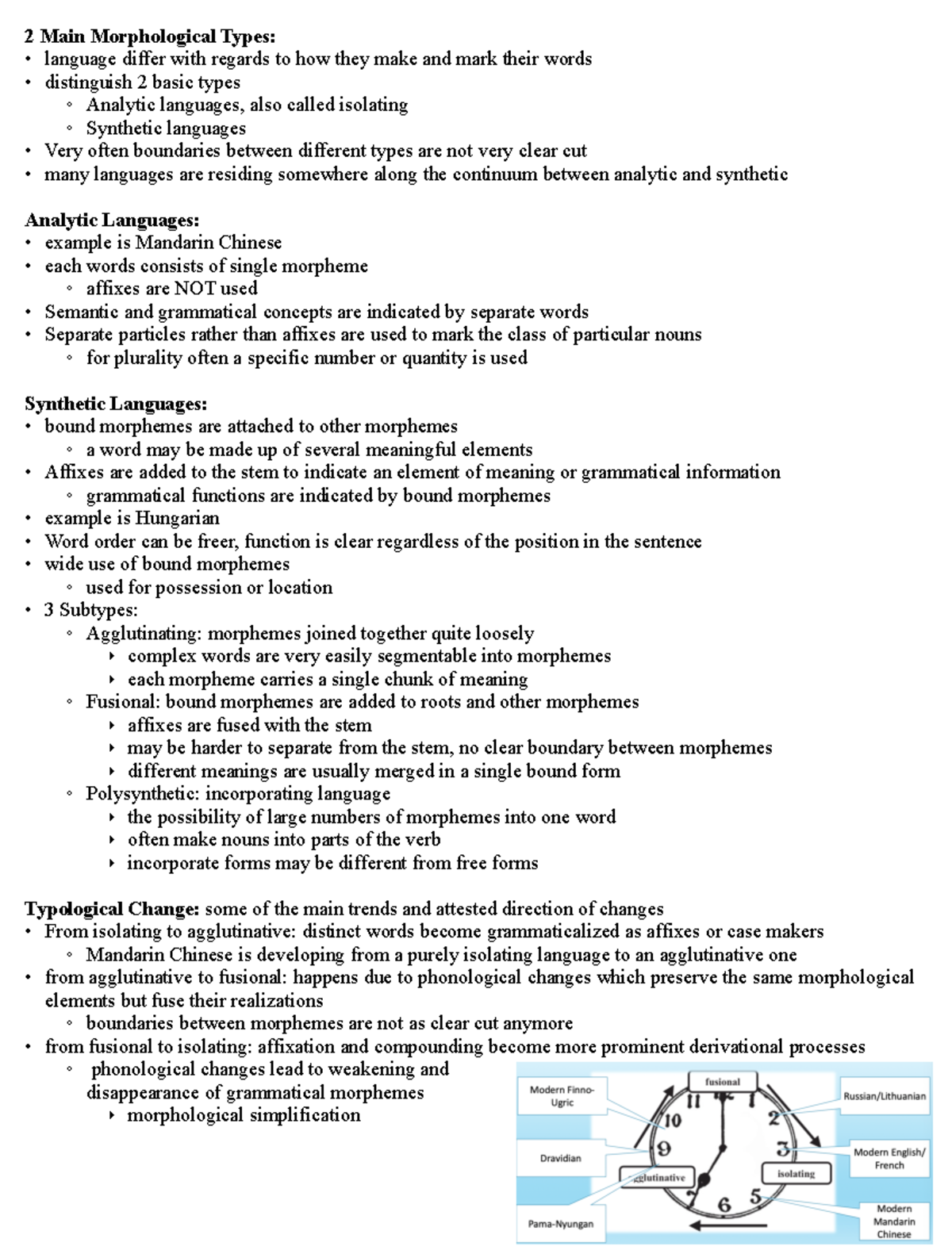 Morphology 3 - lecture notes - 2 Main Morphological Types: language ...