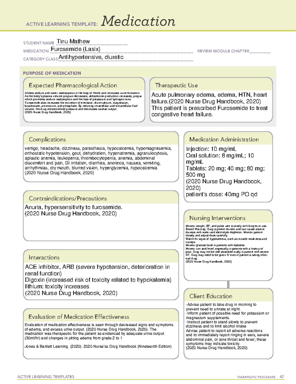 Furosemide - medication - ACTIVE LEARNING TEMPLATES TherapeuTic ...