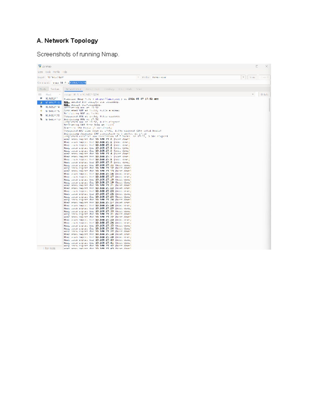 Task 1 Nmap and Wireshark - A. Network Topology Screenshots of running ...