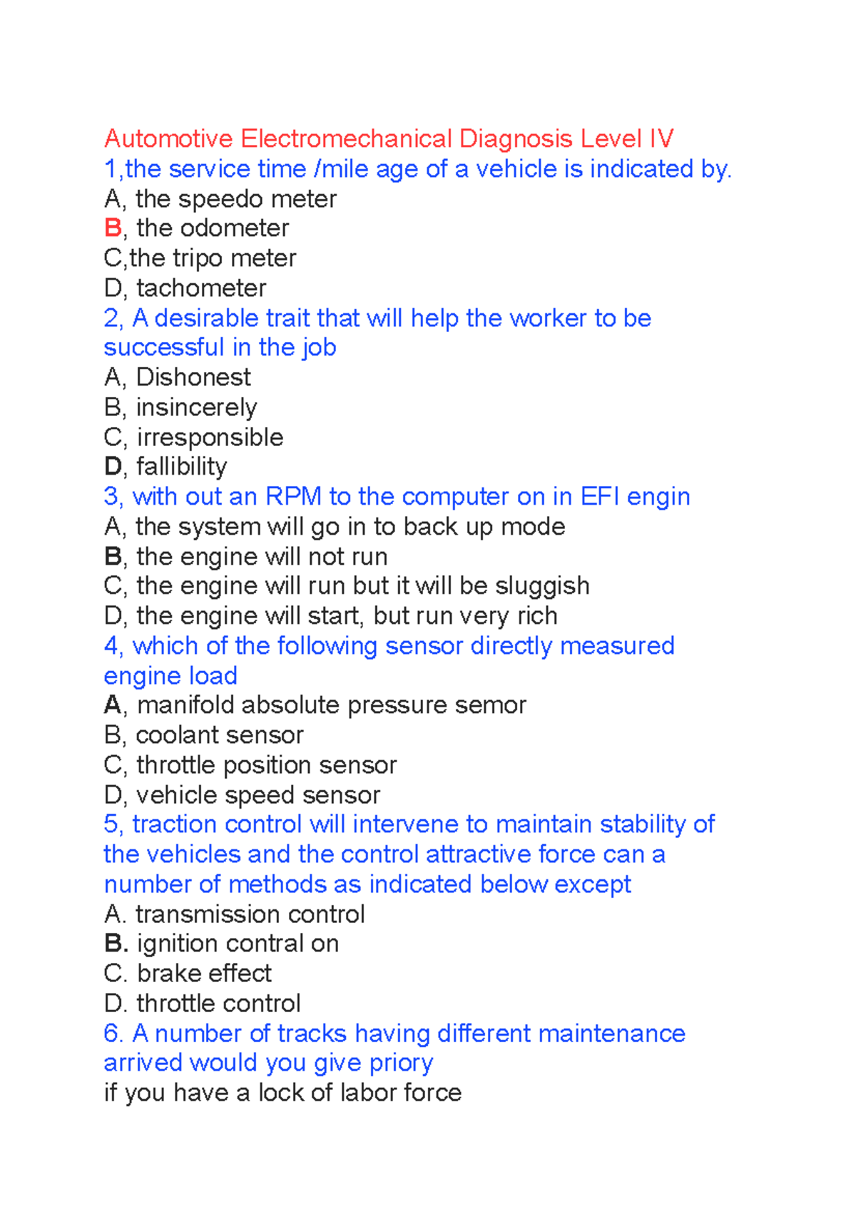 Level four coc assignment 23 Automotive Electromechanical Diagnosis