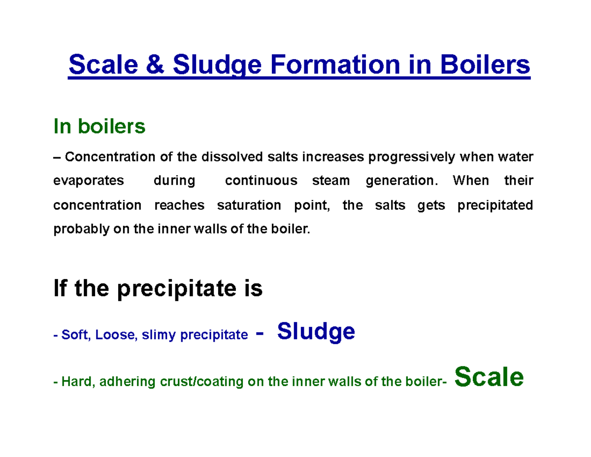 BoilerDifficulty Scale & Sludge Formation in Boilers In boilers