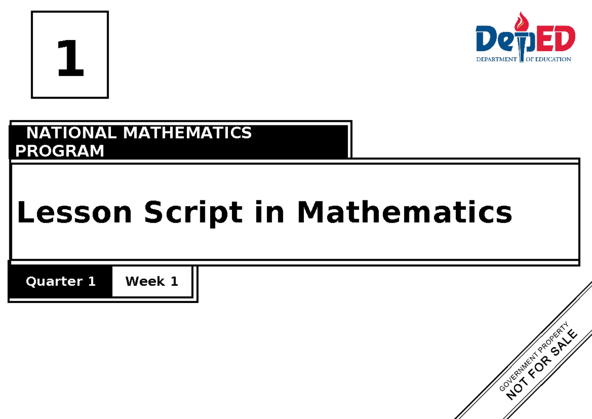 CO-2024-LS-G1-NMP Q1 W1 - 1 Quarter 1 Week 1 NATIONAL MATHEMATICS ...