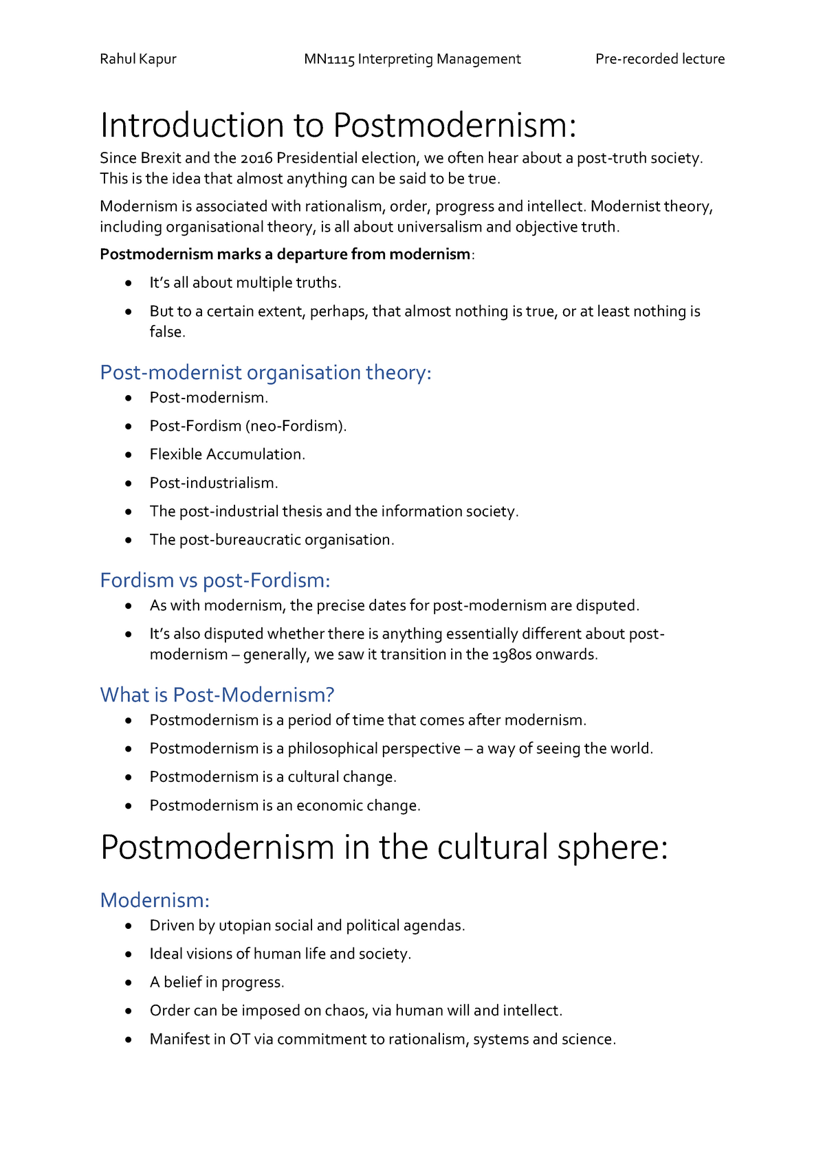 postmodernism in education essay