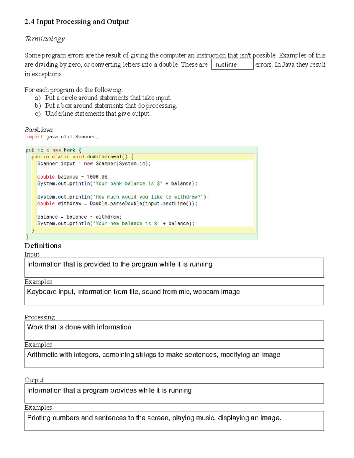 2.4 Input Processing and Output - 2 Input Processing and Output ...