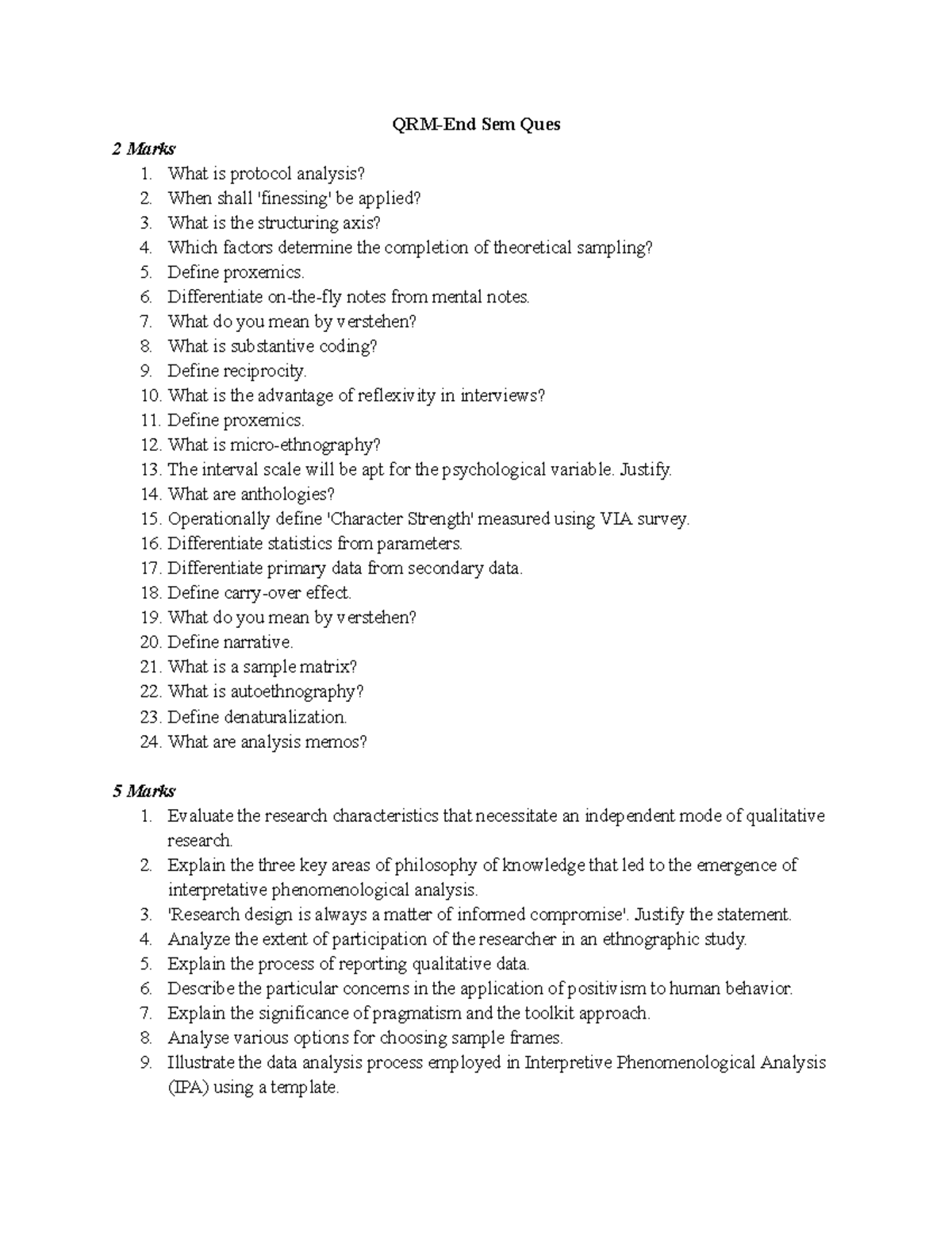 QRM past paper questions - QRM-End Sem Ques 2 Marks What is protocol ...
