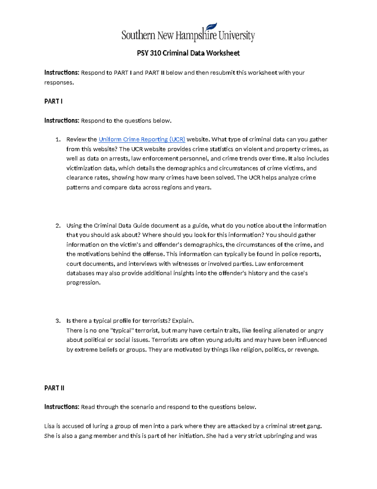 Psy310 criminal data worksheet - PSY 310 Criminal Data Worksheet ...