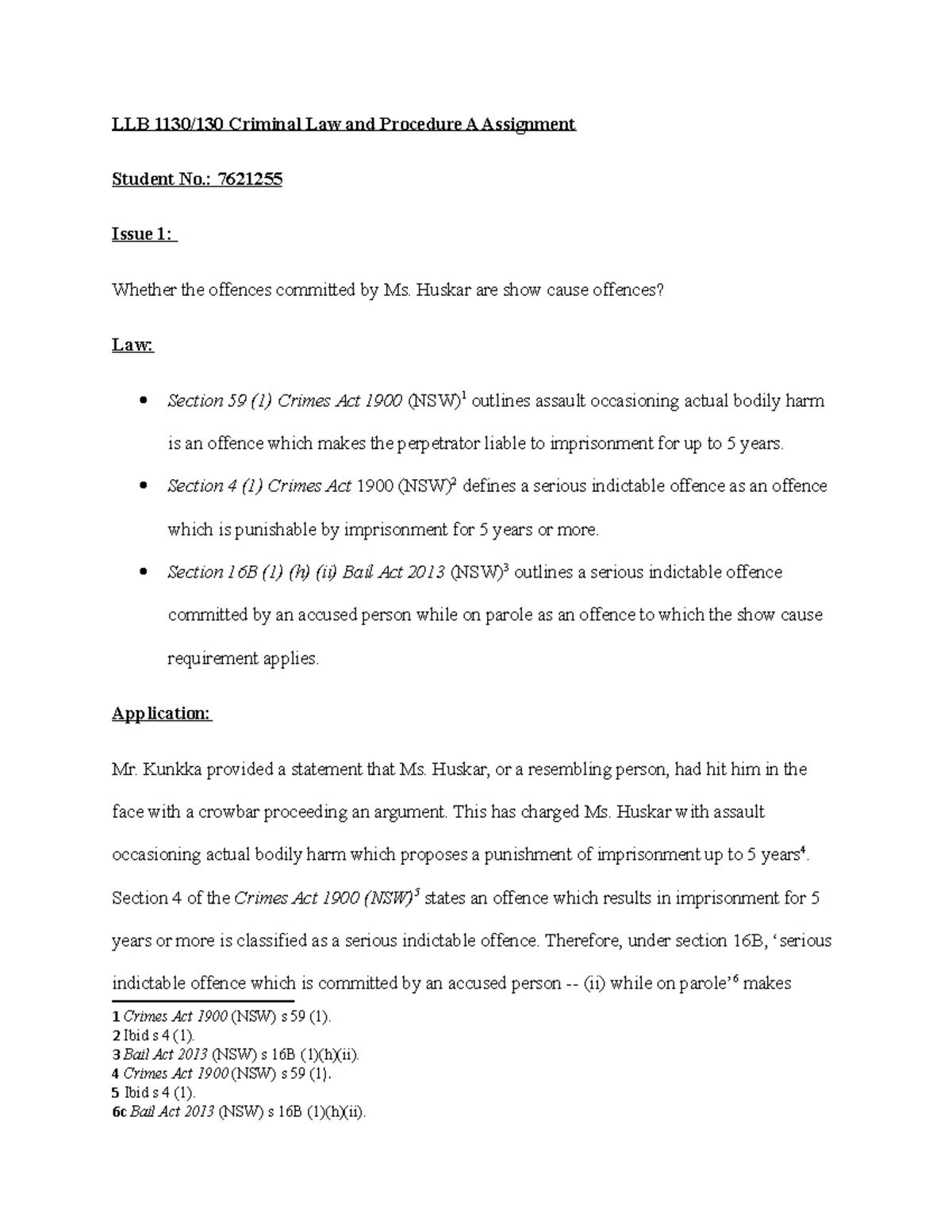 Criminal Law Assignment - LLB 1130/130 Criminal Law and Procedure A ...