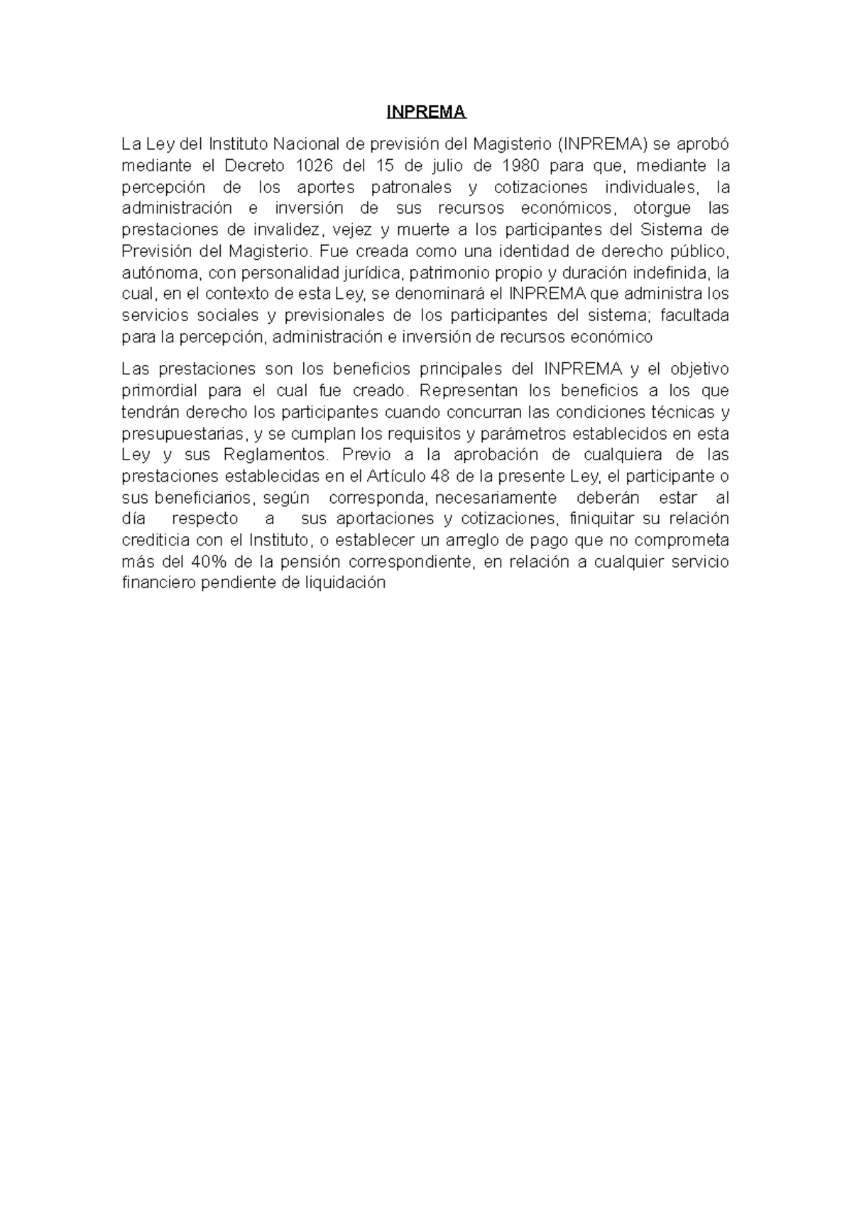 Analisis ( Imprema Hondutel) - INPREMA La Ley del Instituto Nacional de ...