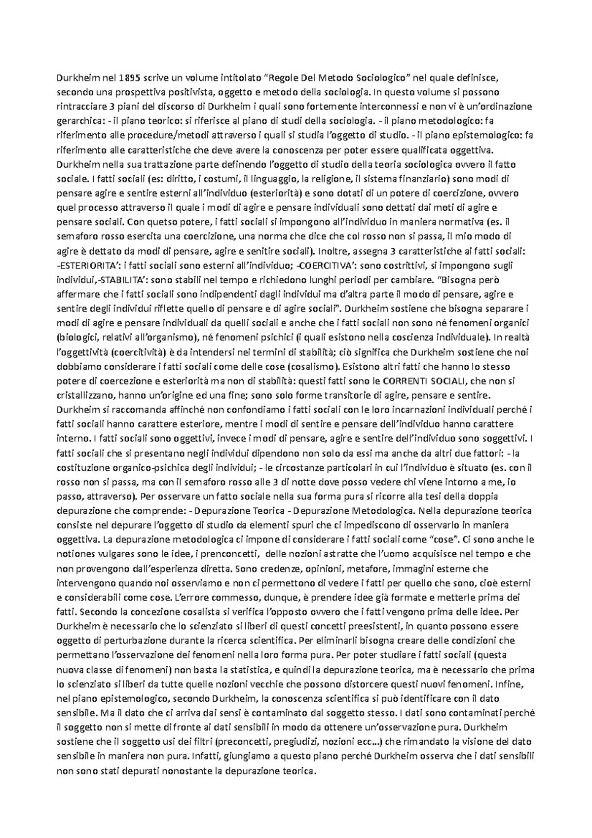 Appunti durkheim Durkheim nel 1895 scrive un volume intitolato “Regole Del Metodo Sociologico Appunti durkheim Durkheim nel 1895 scrive un volume intitolato “Regole Del Metodo Sociologico
