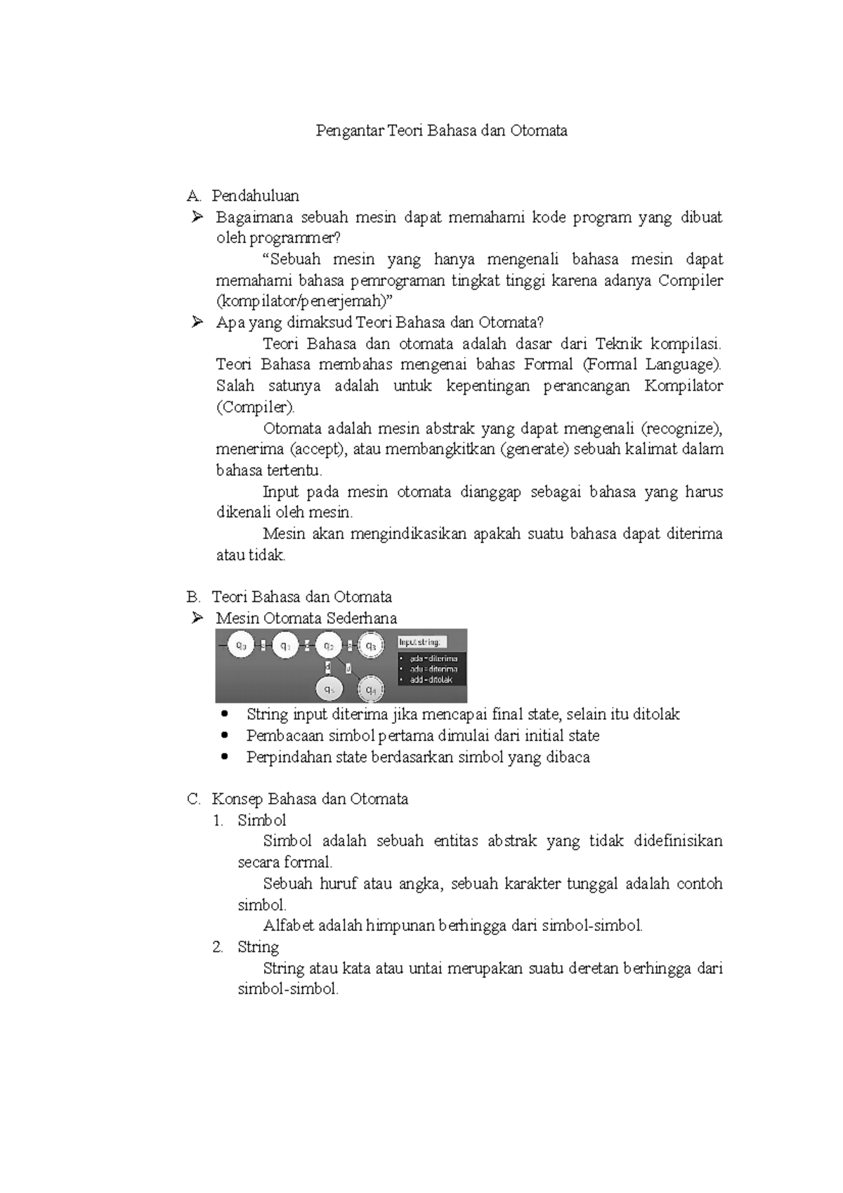 Pengantar Teori Bahasa Dan Otomata - Pendahuluan Bagaimana Sebuah Mesin ...