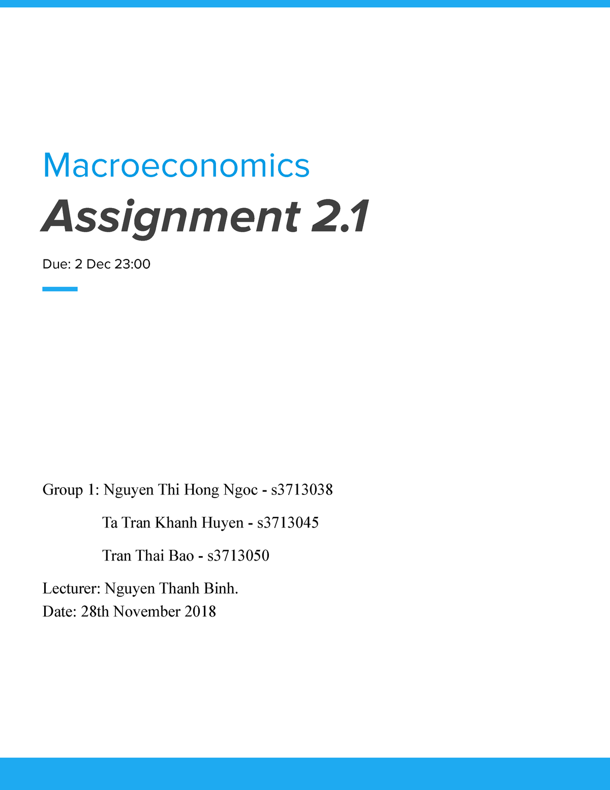 macroeconomics assignment sample